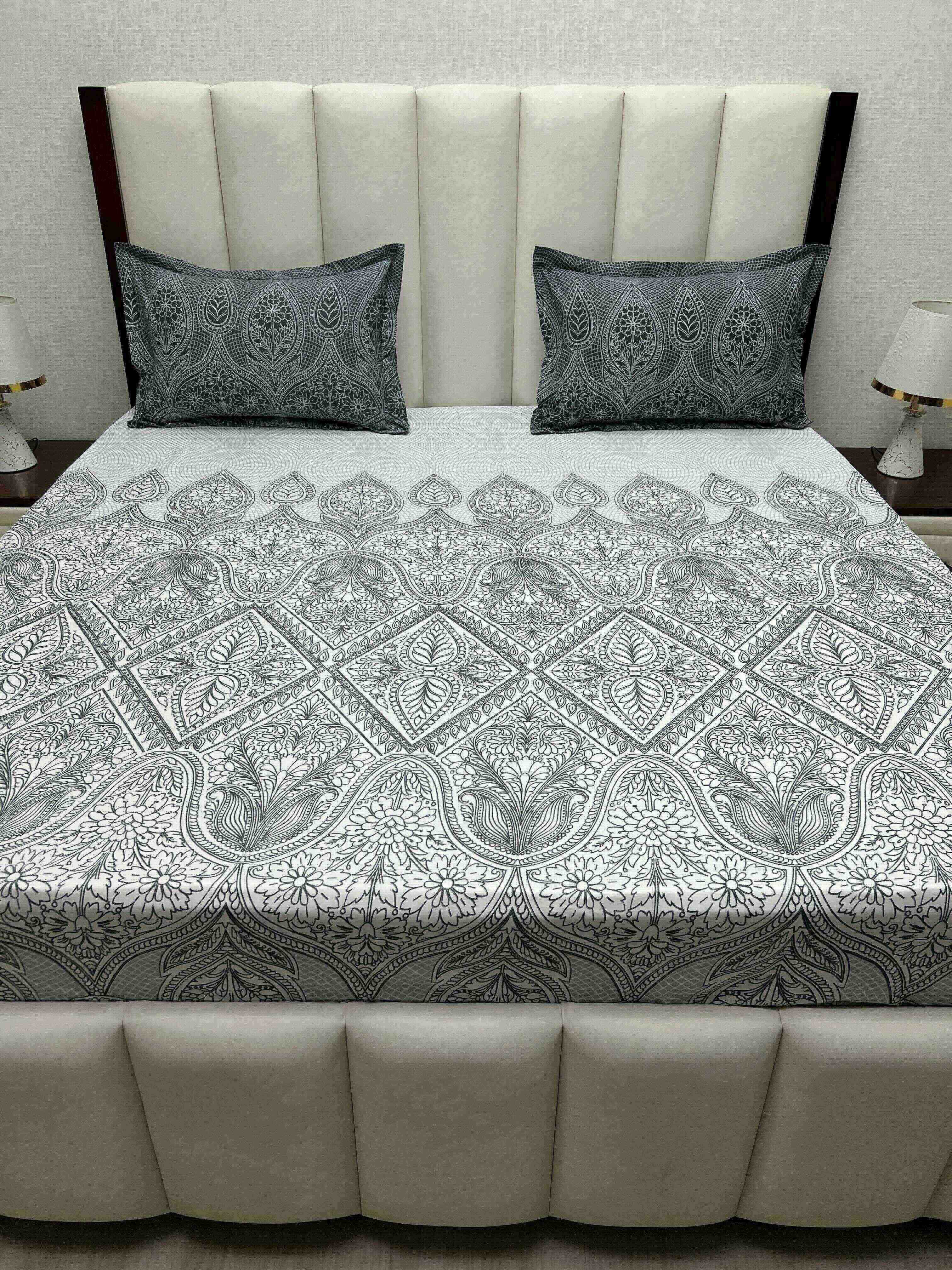 A-4786 - Pure Cotton 210 TC King Size Double Bedsheet (274X274) with Two Pillow Covers (50X76)