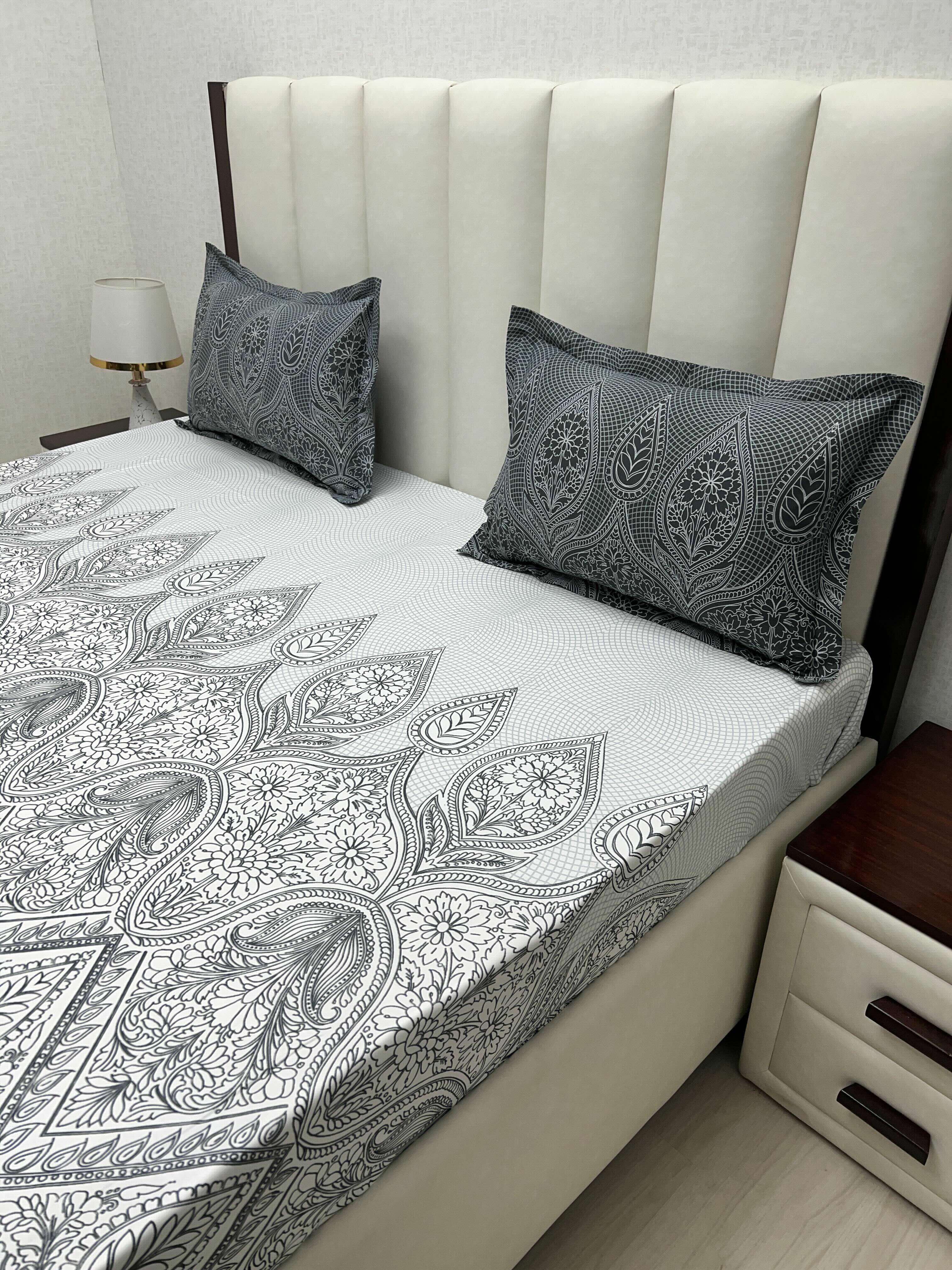 A-4786 - Pure Cotton 210 TC King Size Double Bedsheet (274X274) with Two Pillow Covers (50X76)