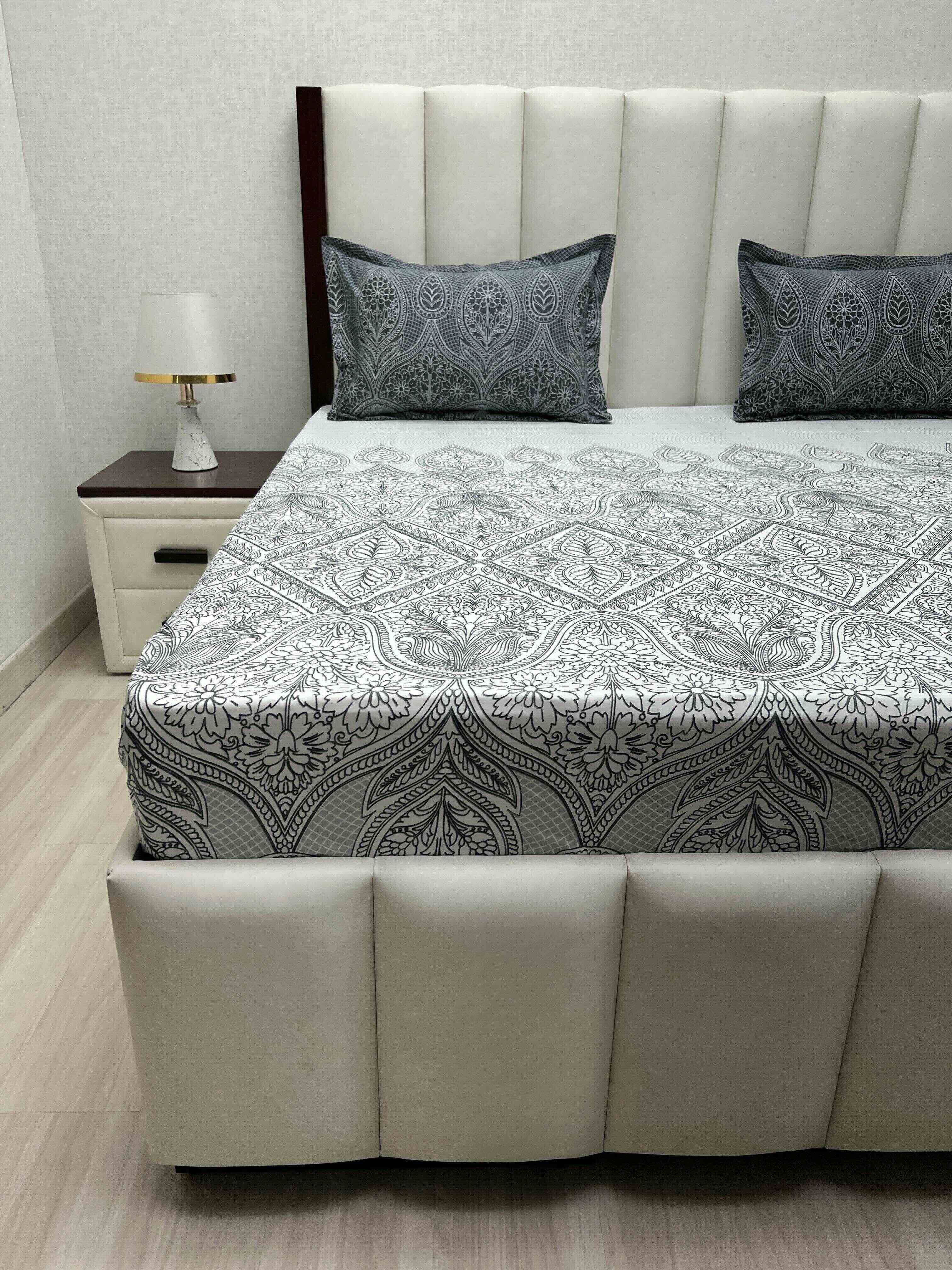 A-4786 - Pure Cotton 210 TC King Size Double Bedsheet (274X274) with Two Pillow Covers (50X76)