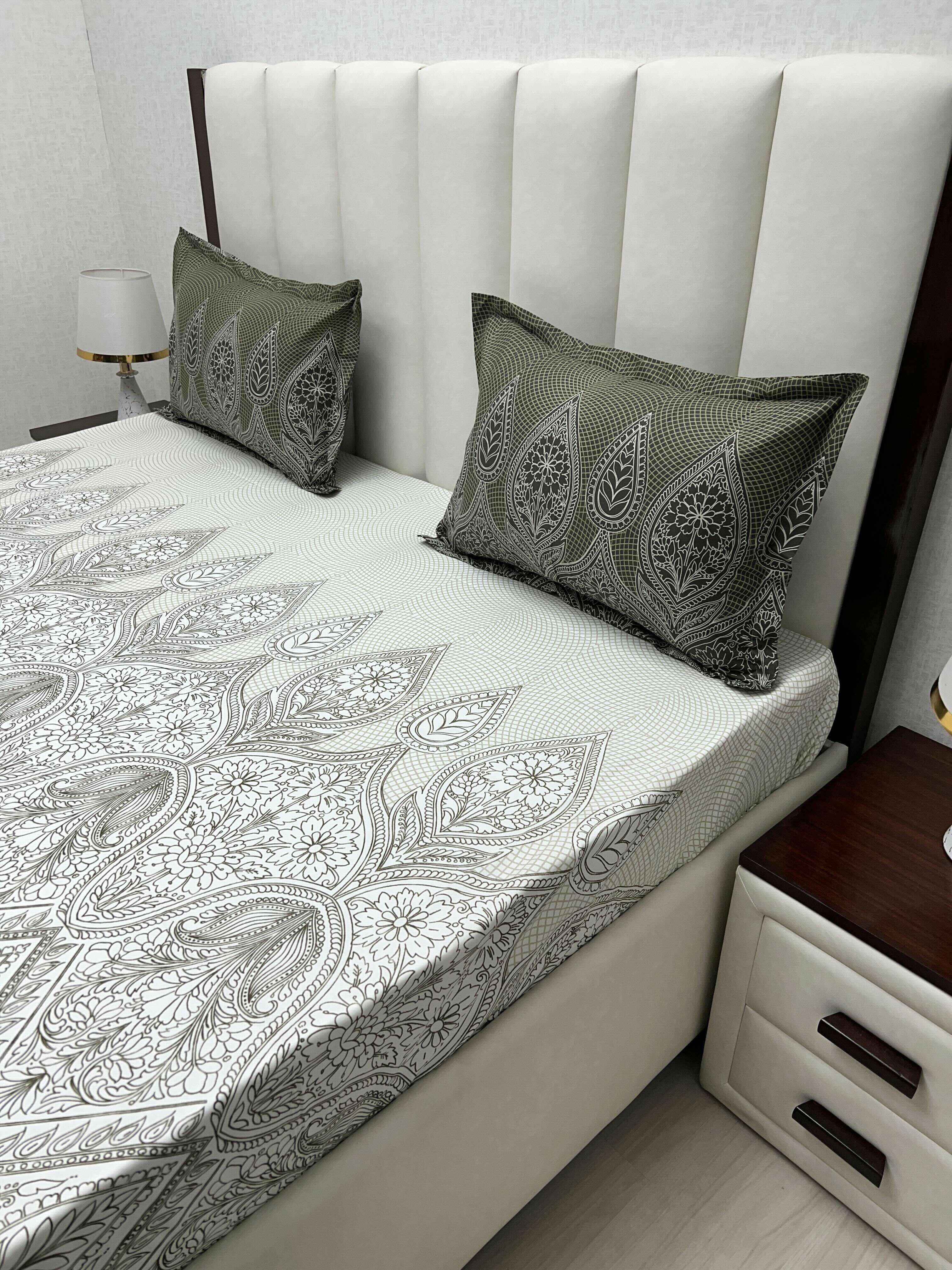 A-4789 - Pure Cotton 210 TC King Size Double Bedsheet (274X274) with Two Pillow Covers (50X76)