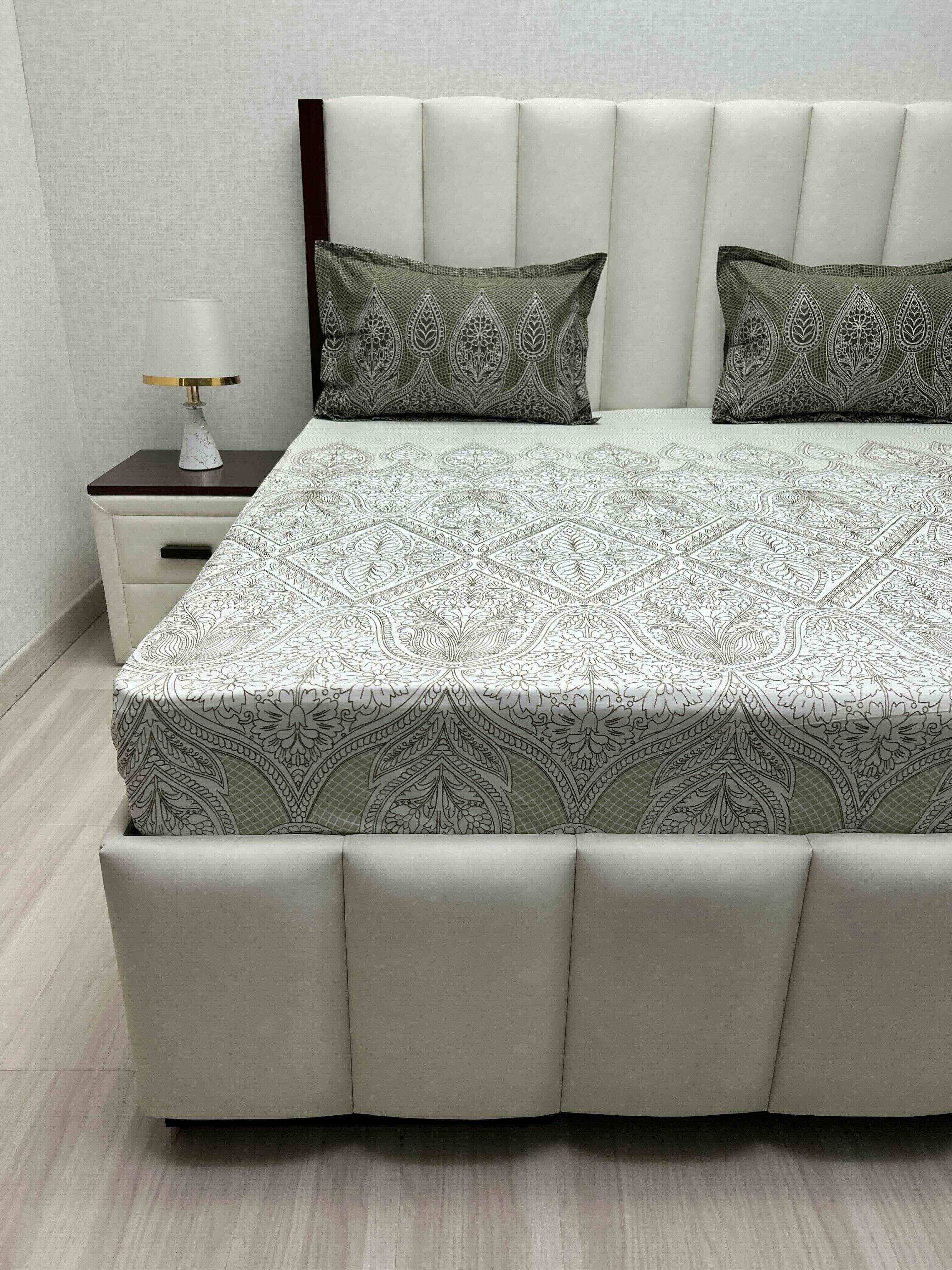 A-4789 - Pure Cotton 210 TC King Size Double Bedsheet (274X274) with Two Pillow Covers (50X76)