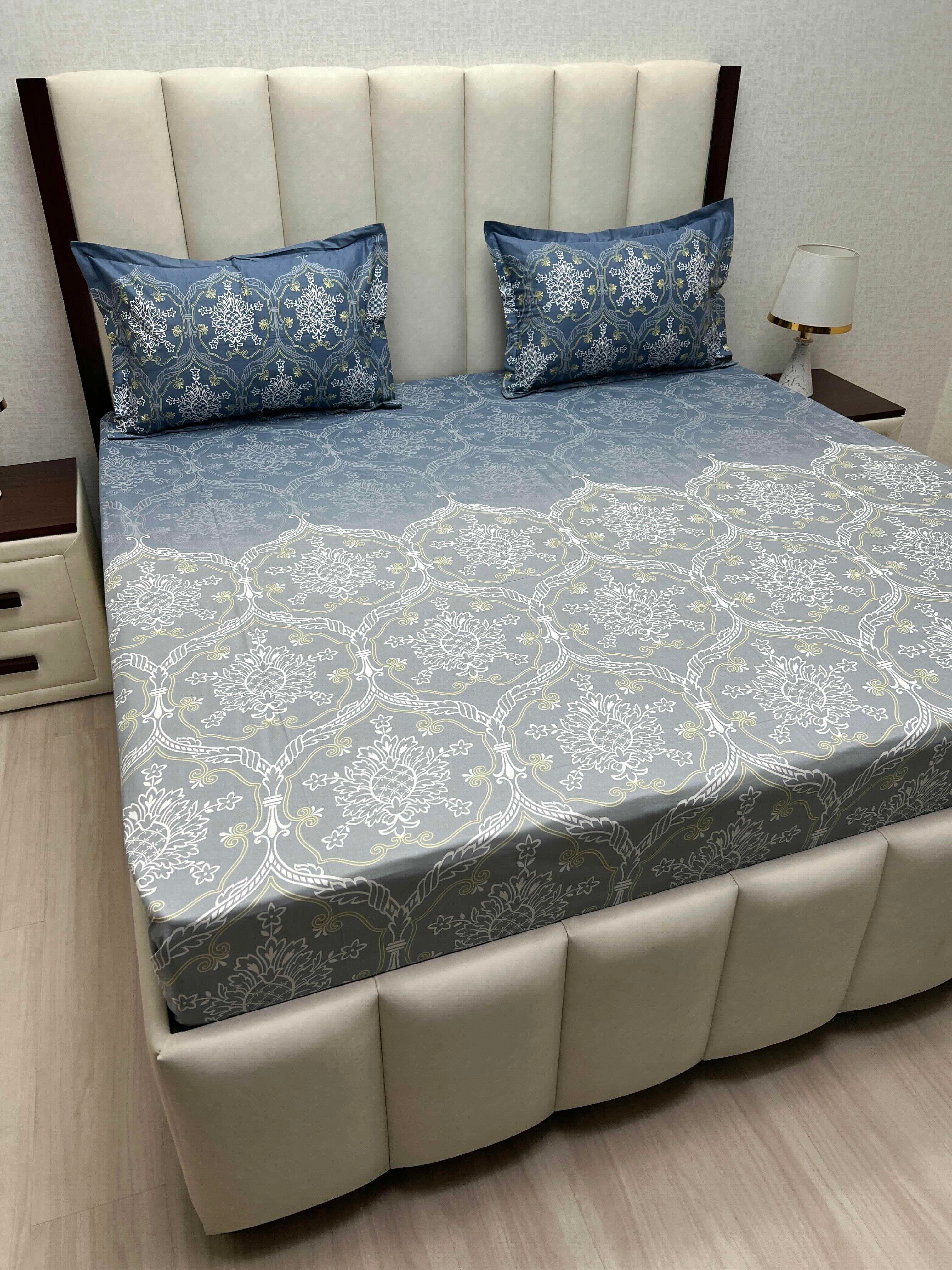 A-4790 - Pure Cotton 210 TC King Size Double Bedsheet (274X274) with Two Pillow Covers (50X76)