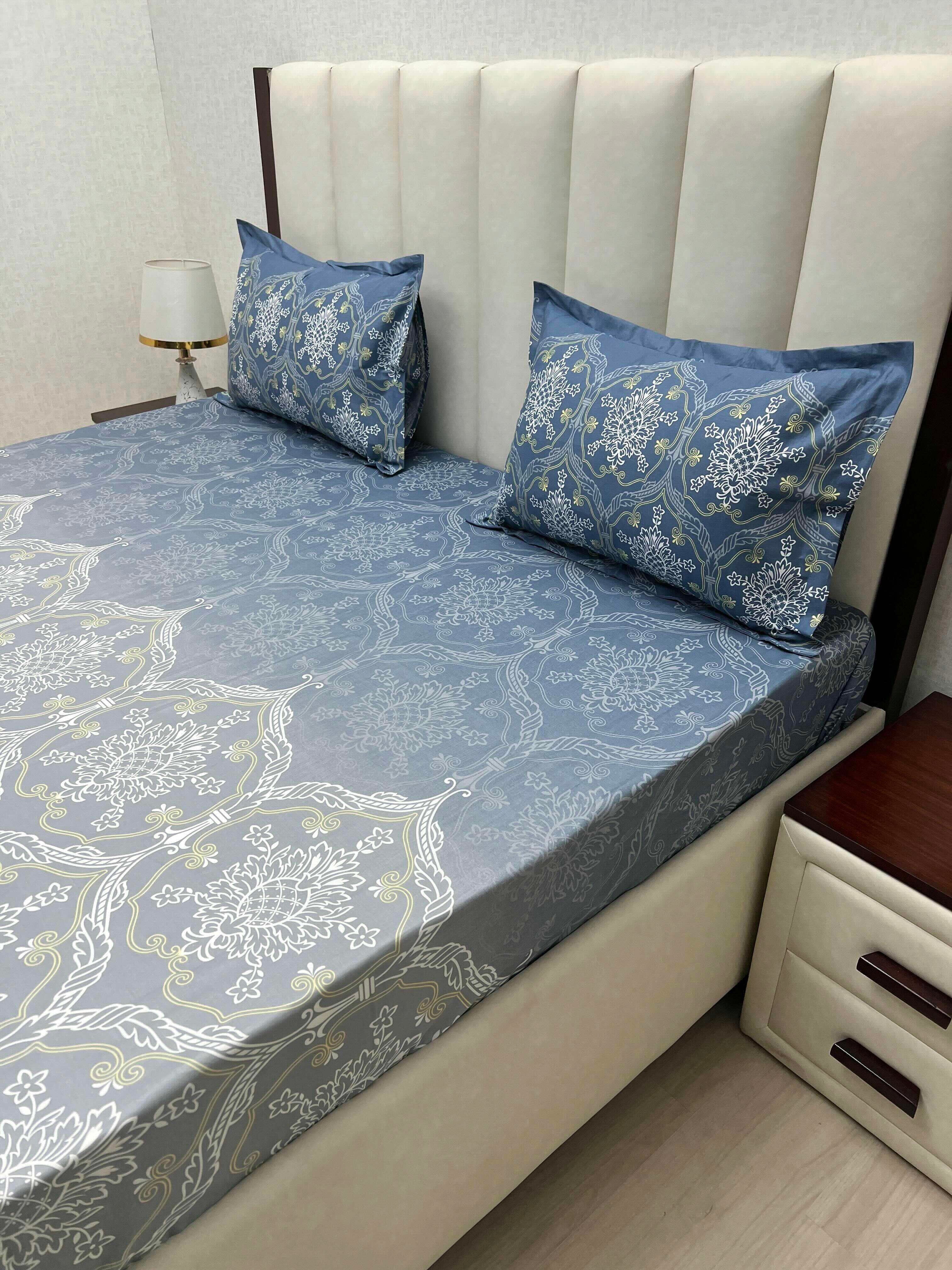 A-4790 - Pure Cotton 210 TC King Size Double Bedsheet (274X274) with Two Pillow Covers (50X76)