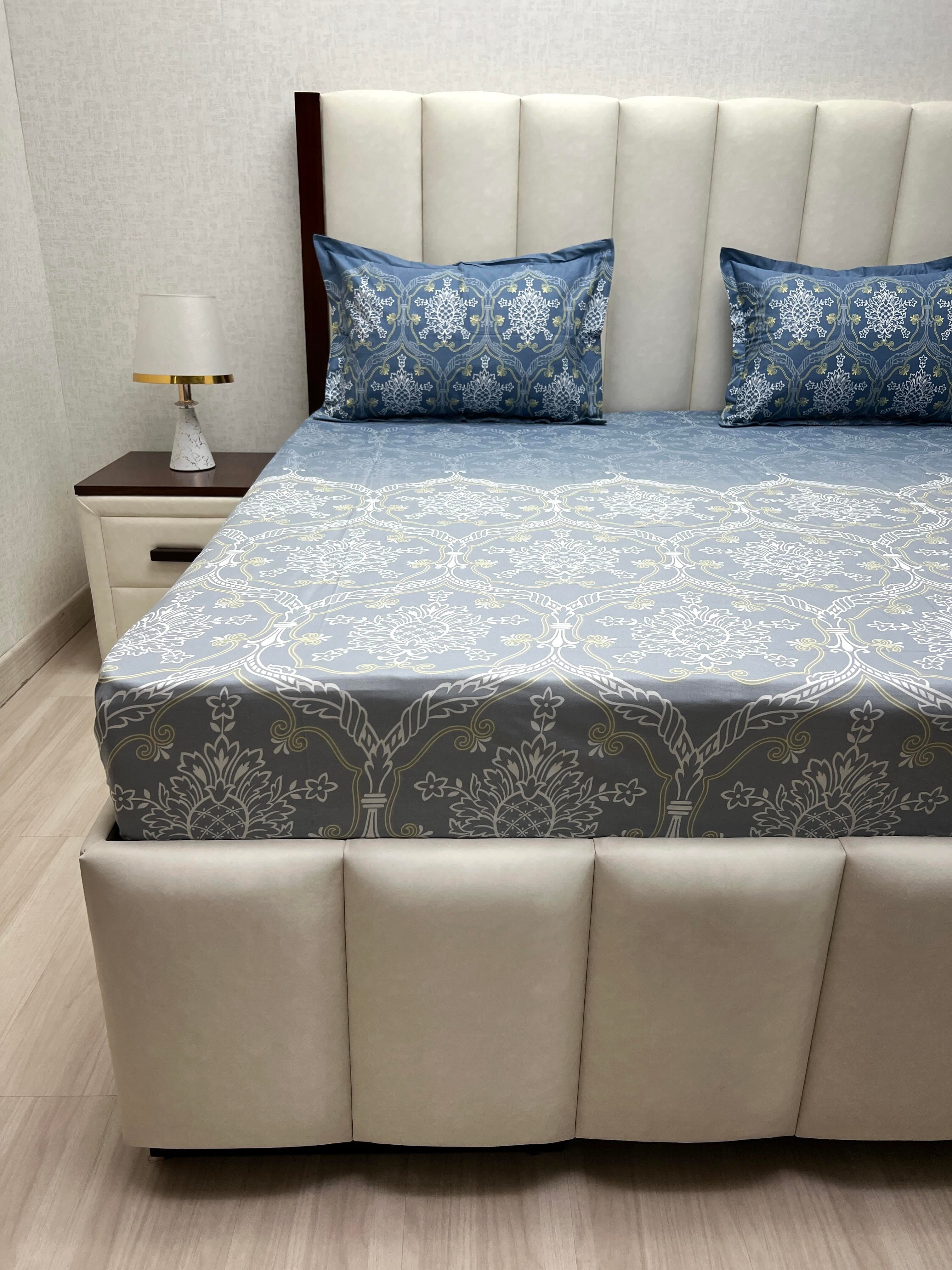 A-4790 - Pure Cotton 210 TC King Size Double Bedsheet (274X274) with Two Pillow Covers (50X76)