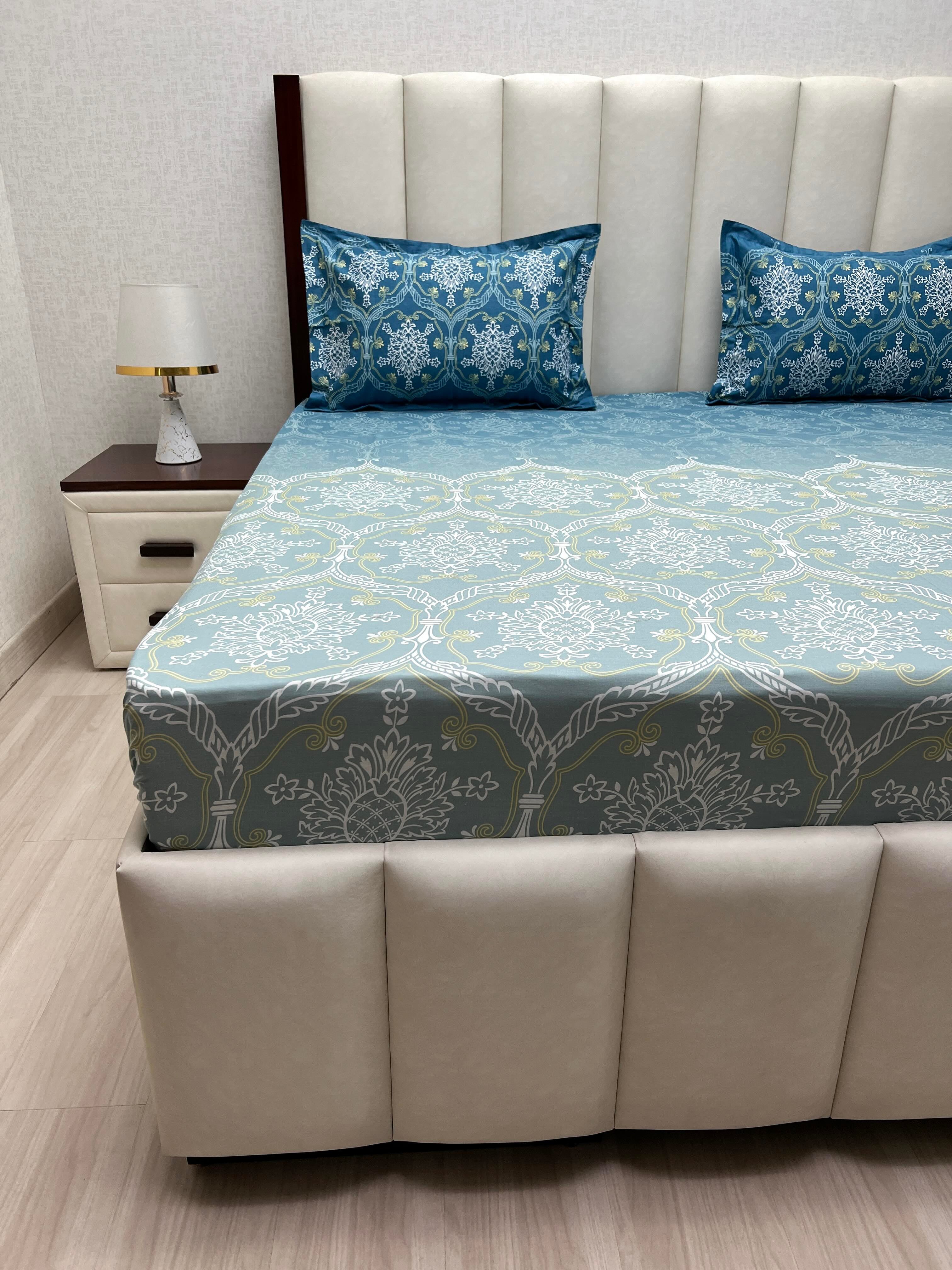 A-4791 - Pure Cotton 210 TC King Size Double Bedsheet (274X274) with Two Pillow Covers (50X76)