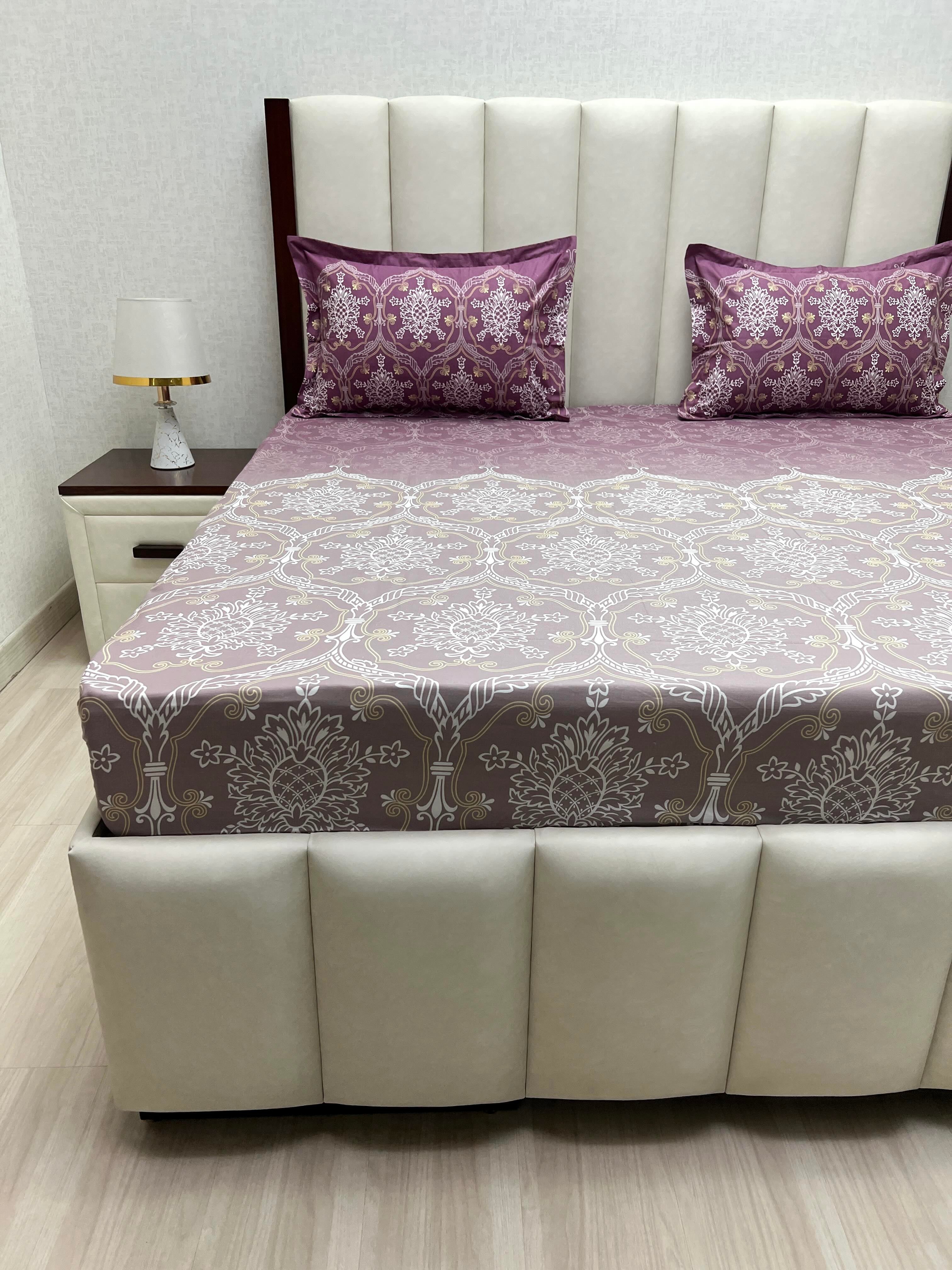 A-4792 - Pure Cotton 210 TC King Size Double Bedsheet (274X274) with Two Pillow Covers (50X76)