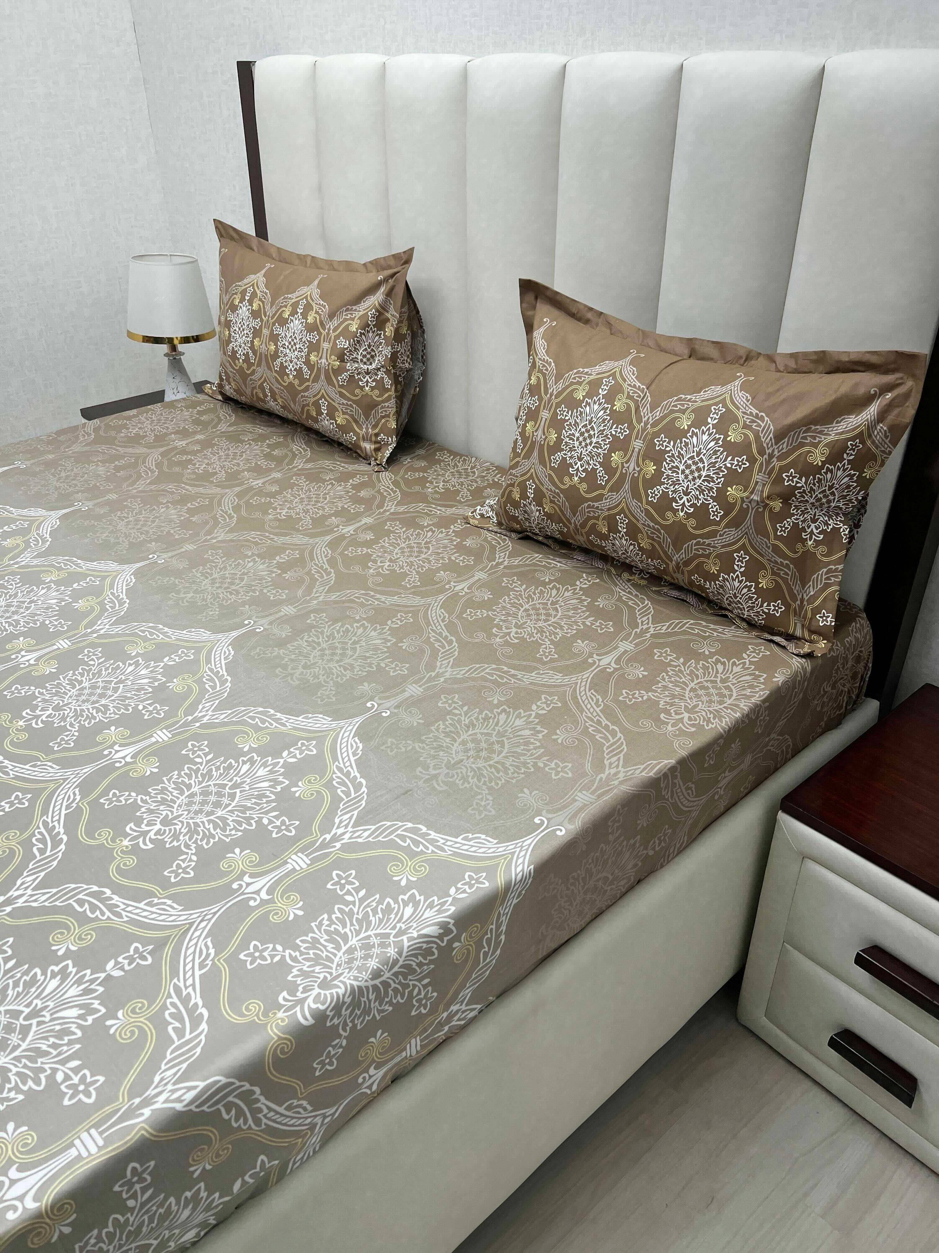 A-4793 - Pure Cotton 210 TC King Size Double Bedsheet (274X274) with Two Pillow Covers (50X76)