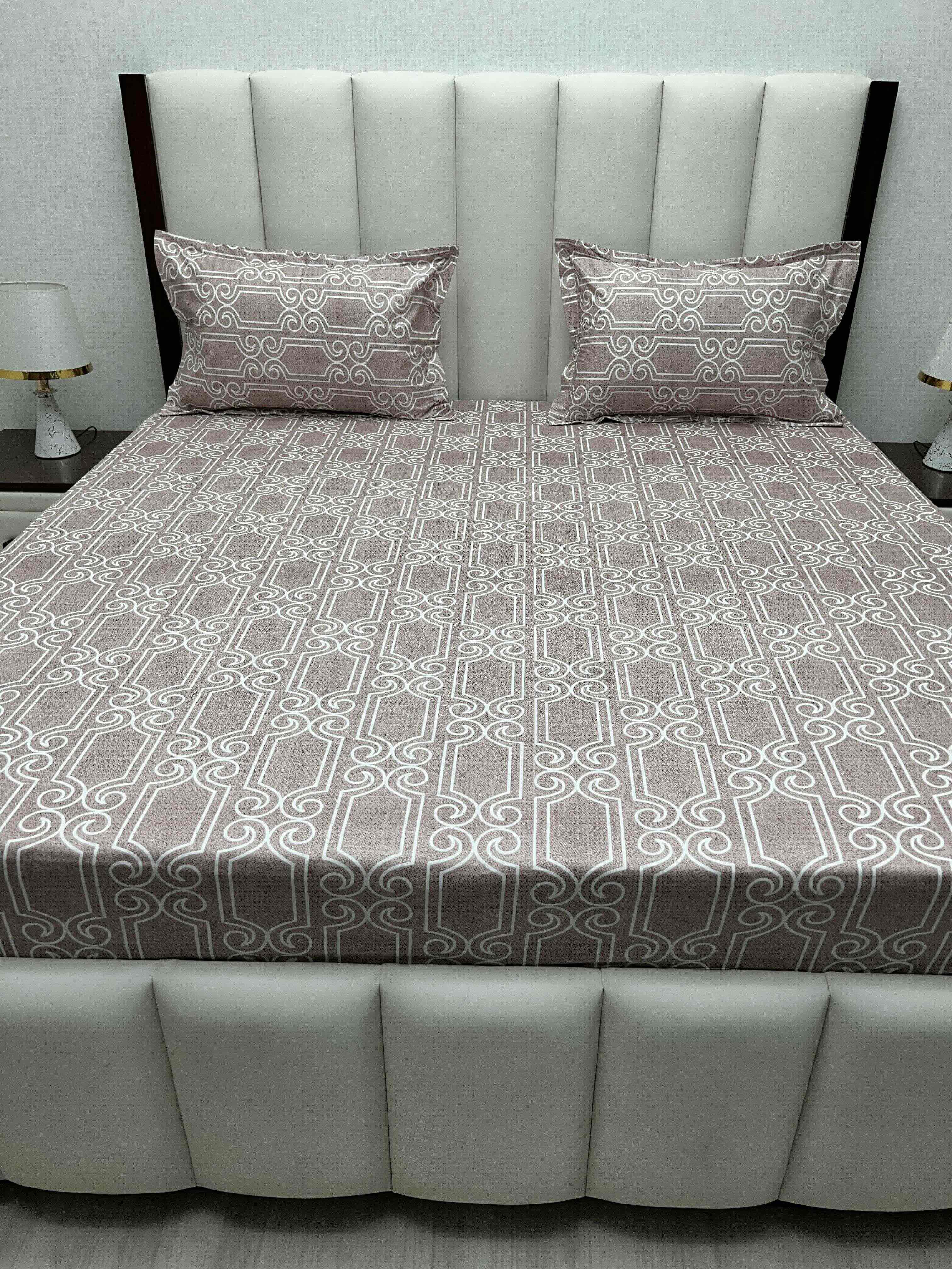 A-4807 - Pure Cotton 250 TC Queen Size Double Bedsheet (228X254) with Two Pillow Covers (43X68)