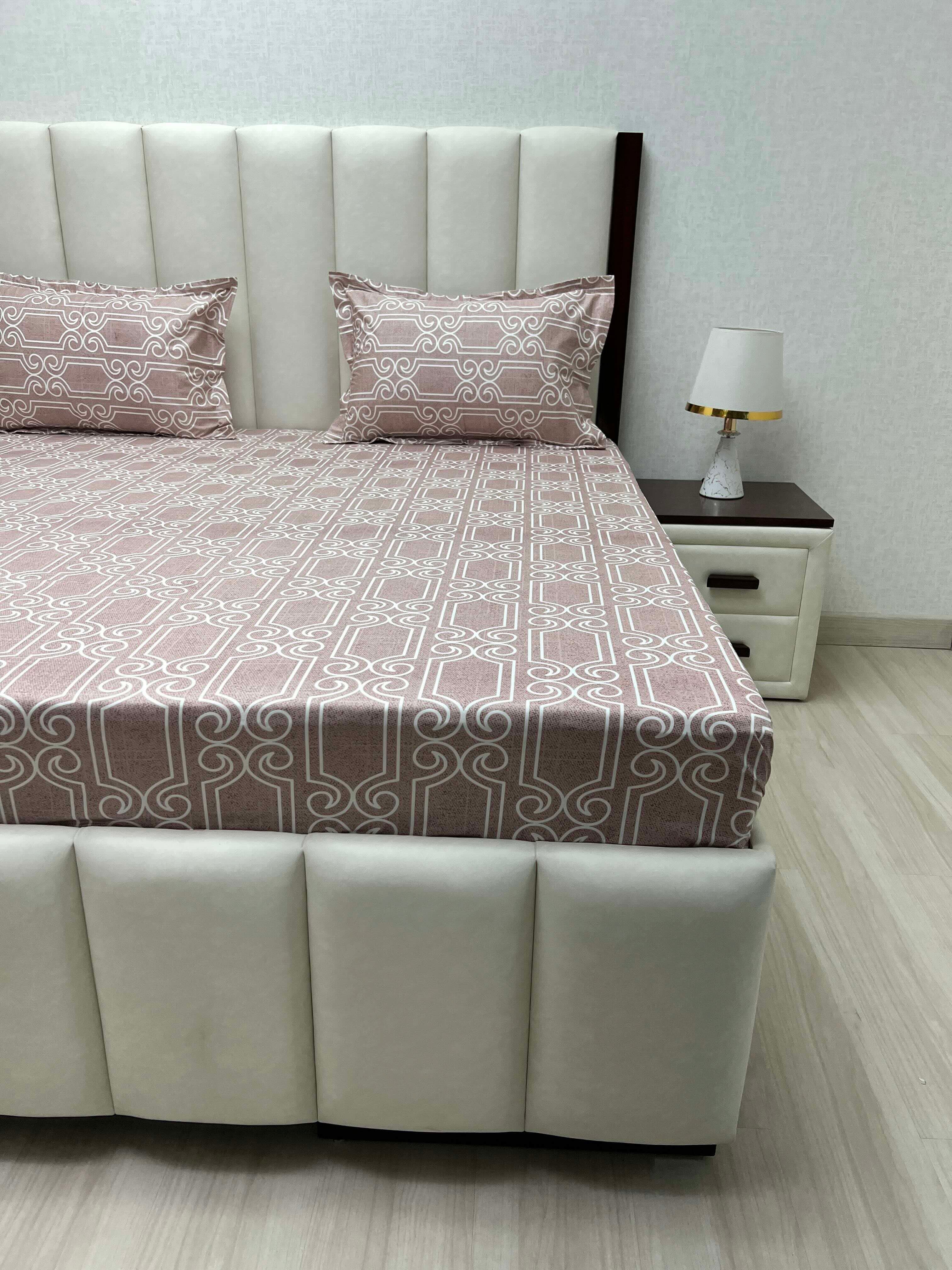 A-4807 - Pure Cotton 250 TC Queen Size Double Bedsheet (228X254) with Two Pillow Covers (43X68)