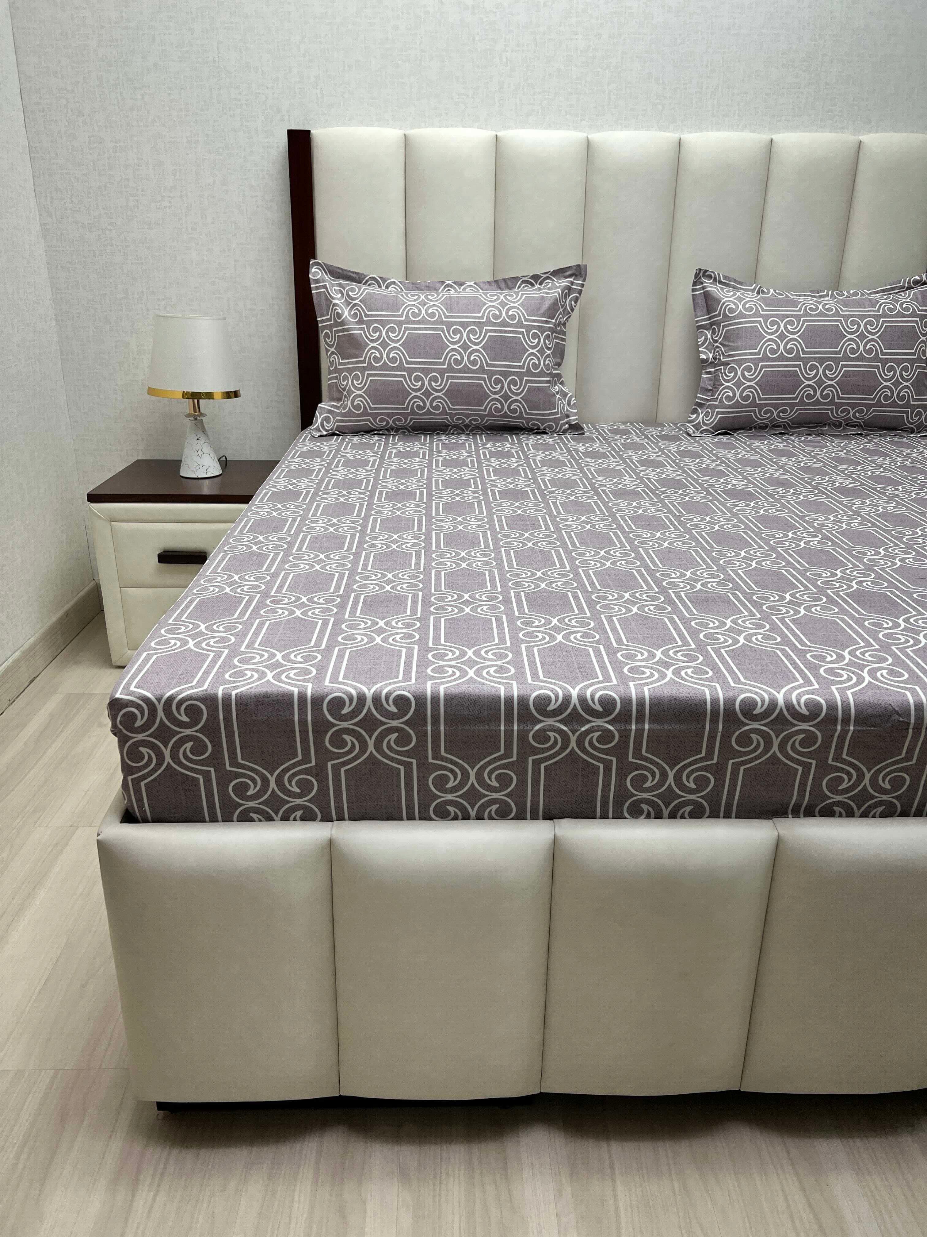 A-4810 - Pure Cotton 250 TC Queen Size Double Bedsheet (228X254) with Two Pillow Covers (43X68)