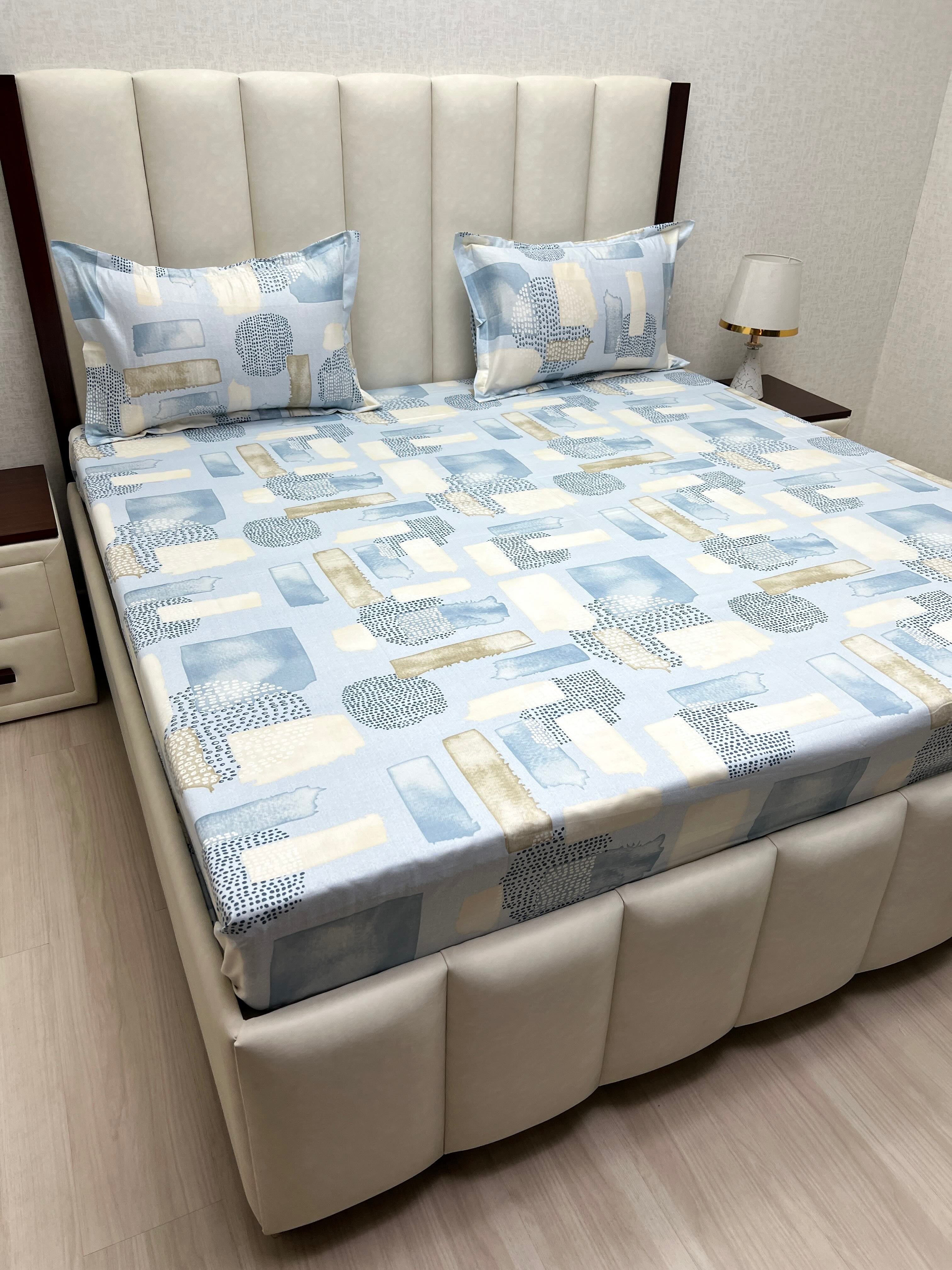 A-4819 - Pure Cotton 250 TC Queen Size Double Bedsheet (228X254) with Two Pillow Covers (43X68)