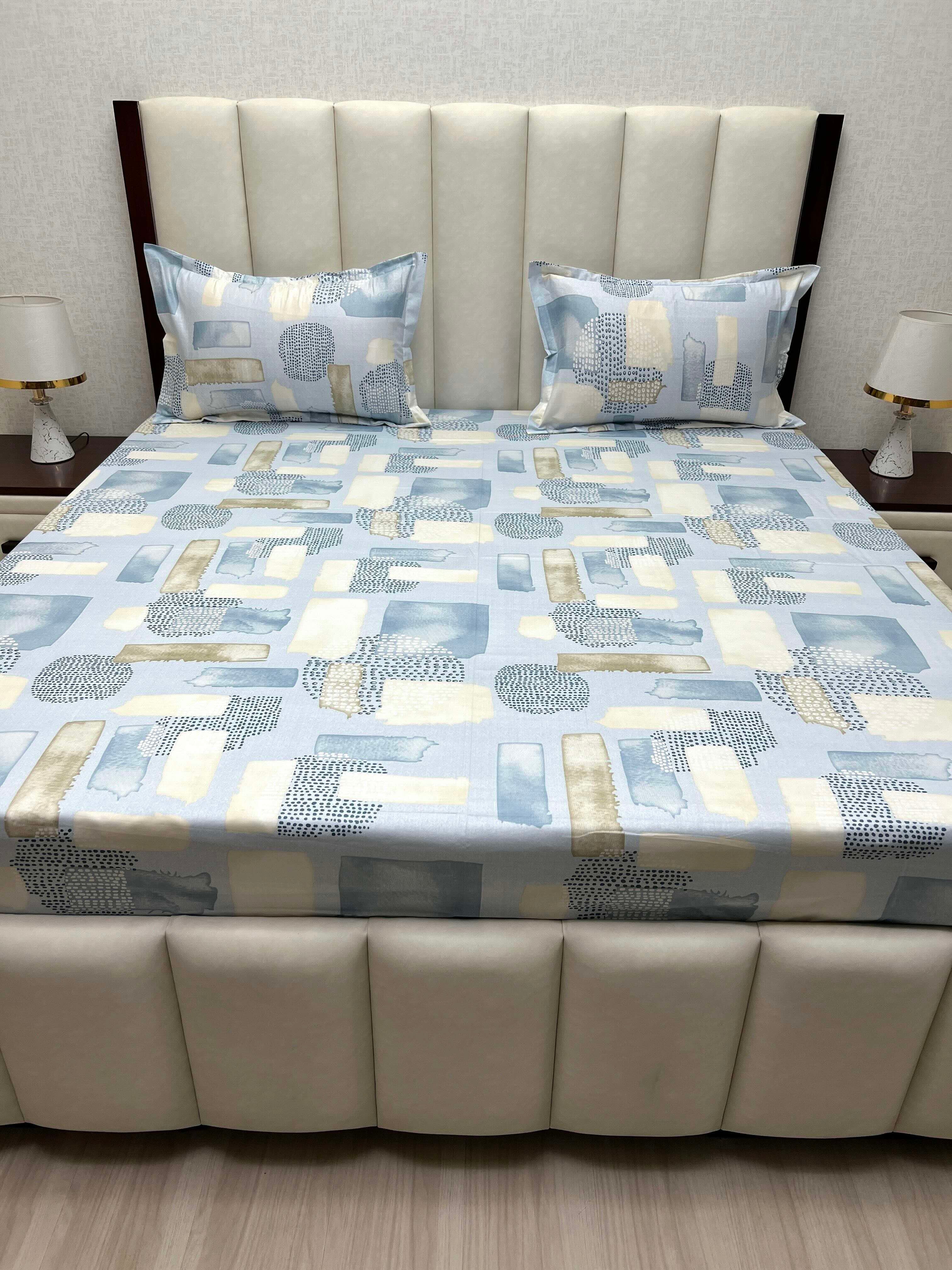 A-4819 - Pure Cotton 250 TC Queen Size Double Bedsheet (228X254) with Two Pillow Covers (43X68)