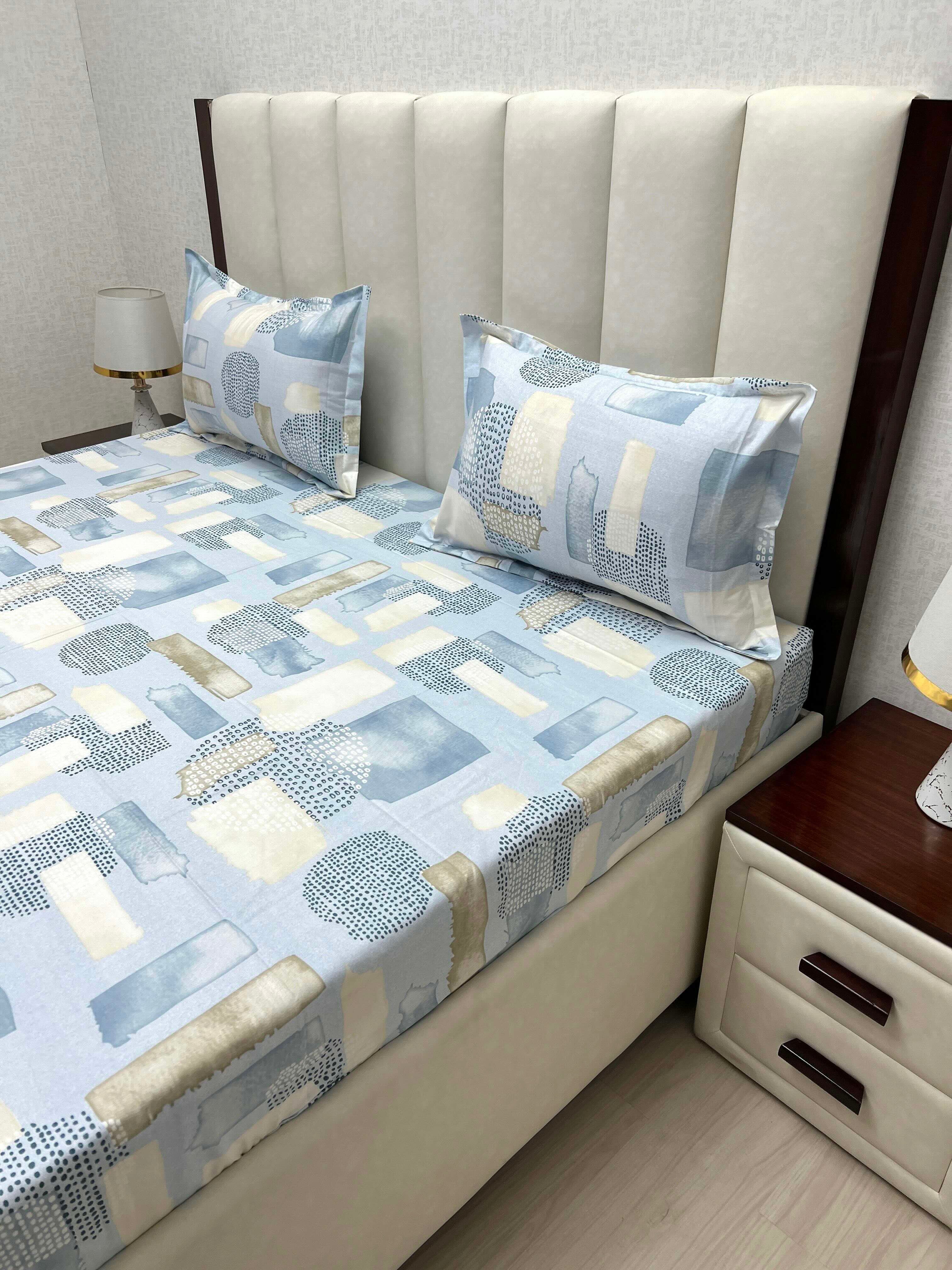 A-4819 - Pure Cotton 250 TC Queen Size Double Bedsheet (228X254) with Two Pillow Covers (43X68)