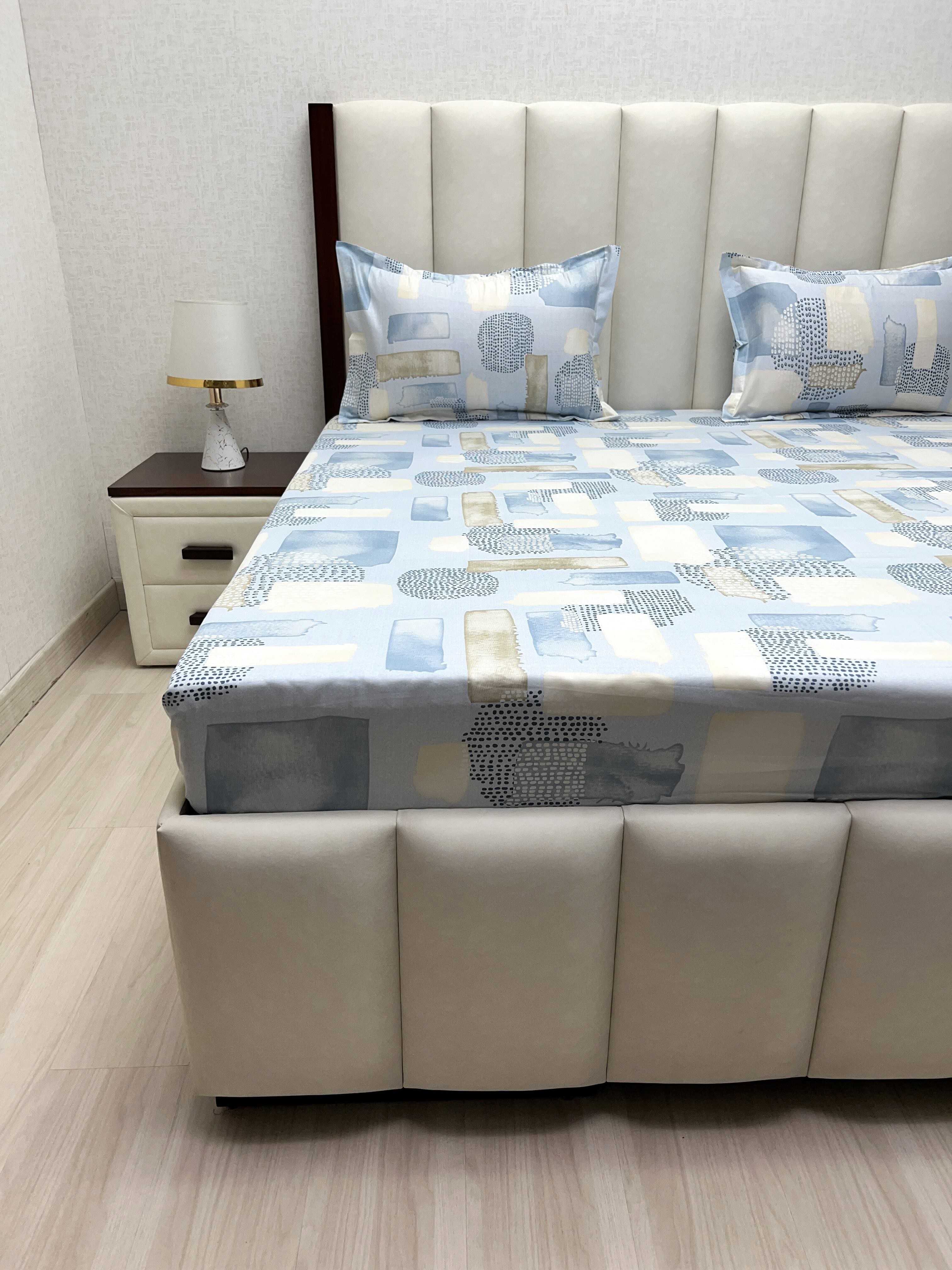 A-4819 - Pure Cotton 250 TC Queen Size Double Bedsheet (228X254) with Two Pillow Covers (43X68)