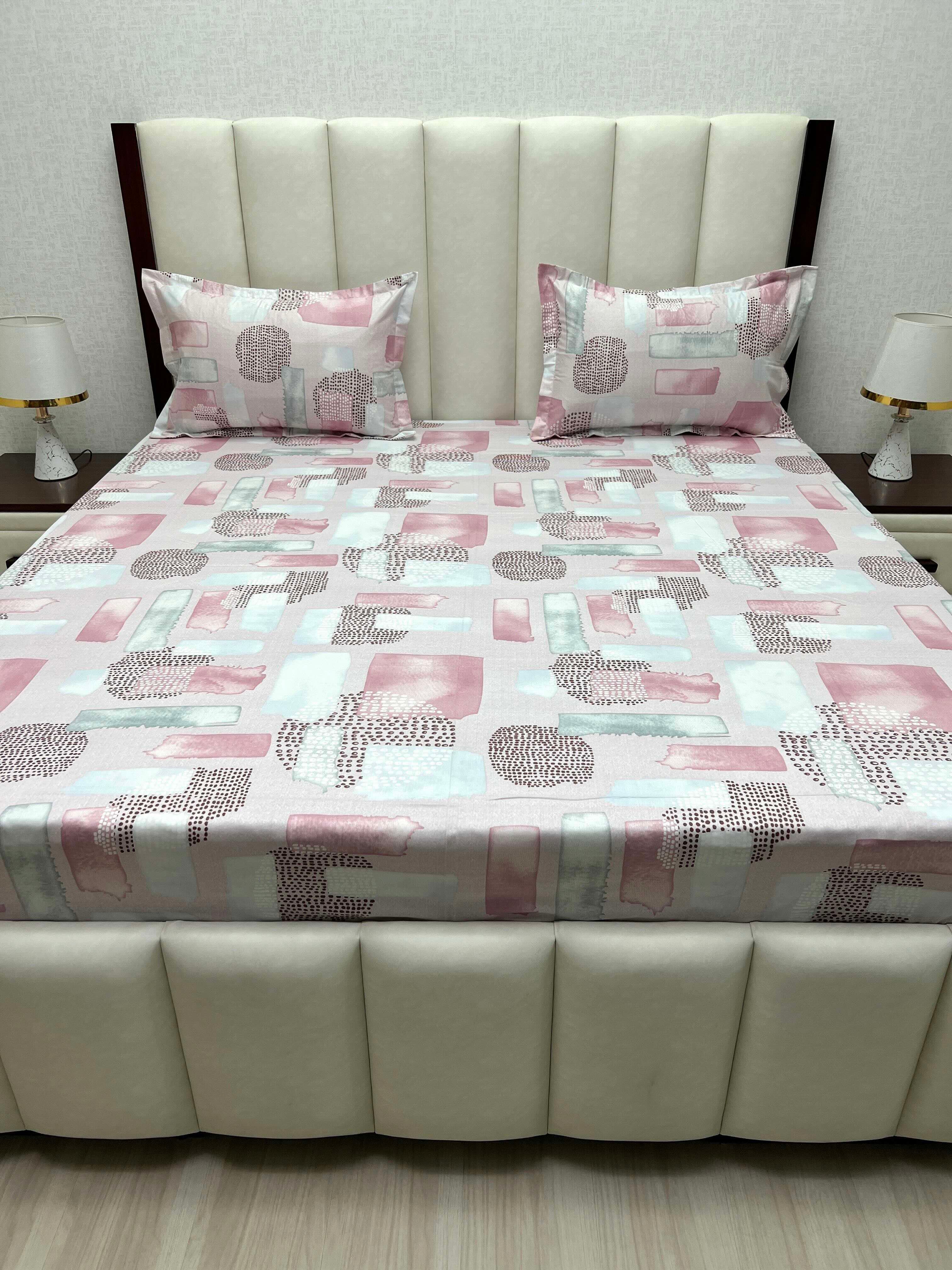 A-4820 - Pure Cotton 250 TC Queen Size Double Bedsheet (228X254) with Two Pillow Covers (43X68)