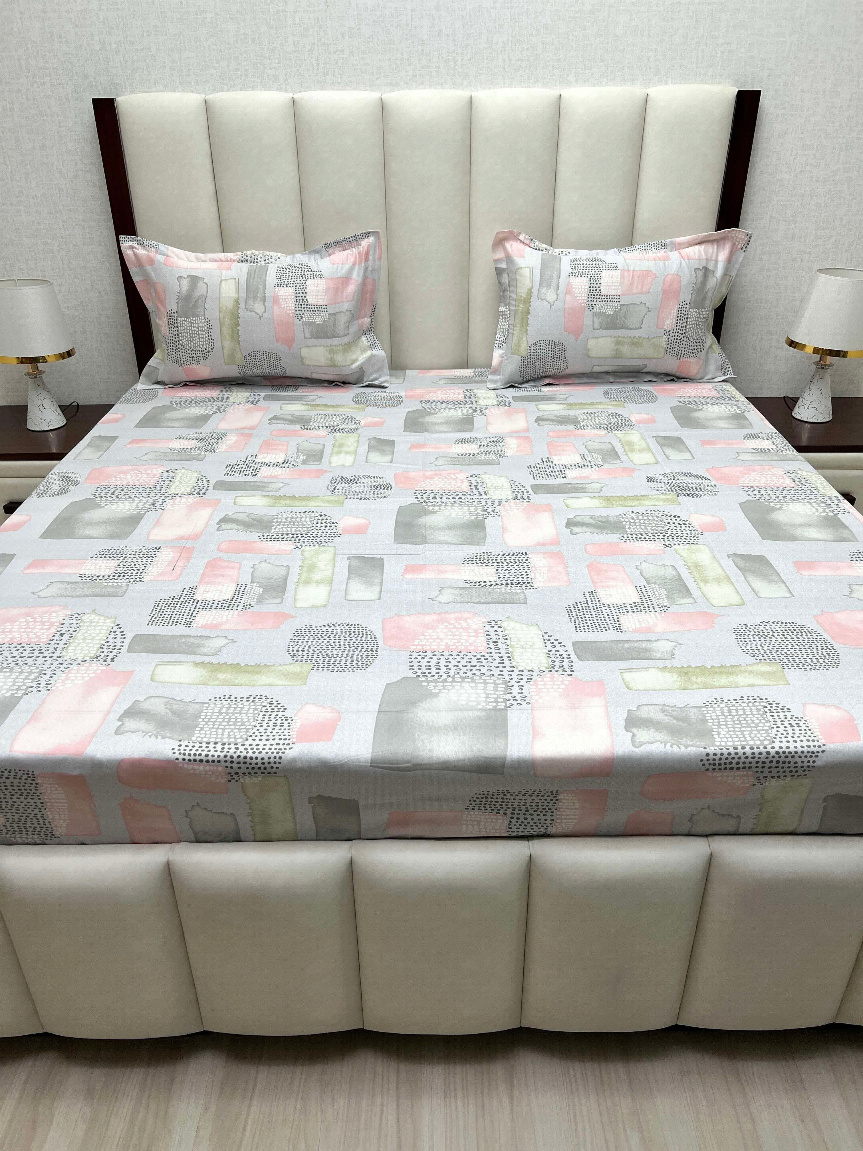 A-4822 - Pure Cotton 250 TC Queen Size Double Bedsheet (228X254) with Two Pillow Covers (43X68)