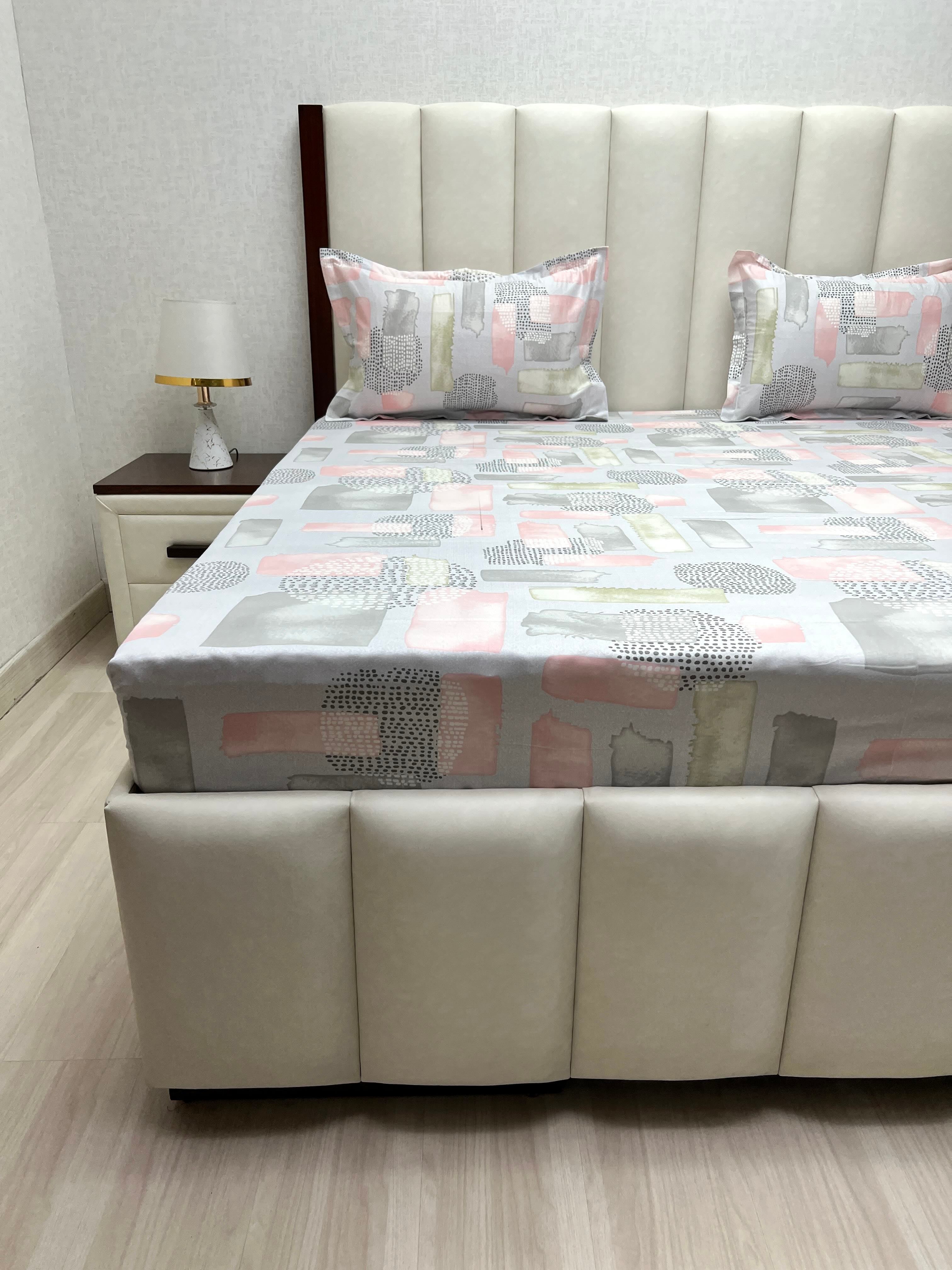 A-4822 - Pure Cotton 250 TC Queen Size Double Bedsheet (228X254) with Two Pillow Covers (43X68)