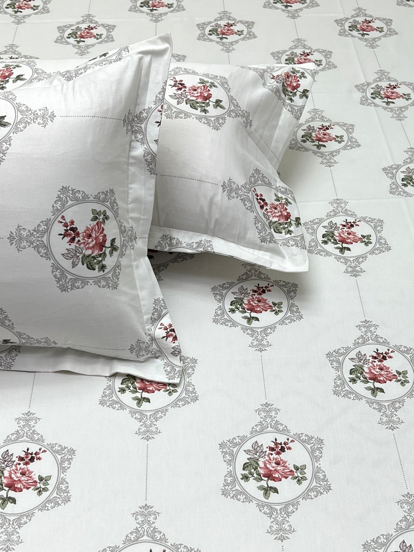 A-4823 - Pure Cotton 250 TC Queen Size Double Bedsheet (228X254) with Two Pillow Covers (43X68)