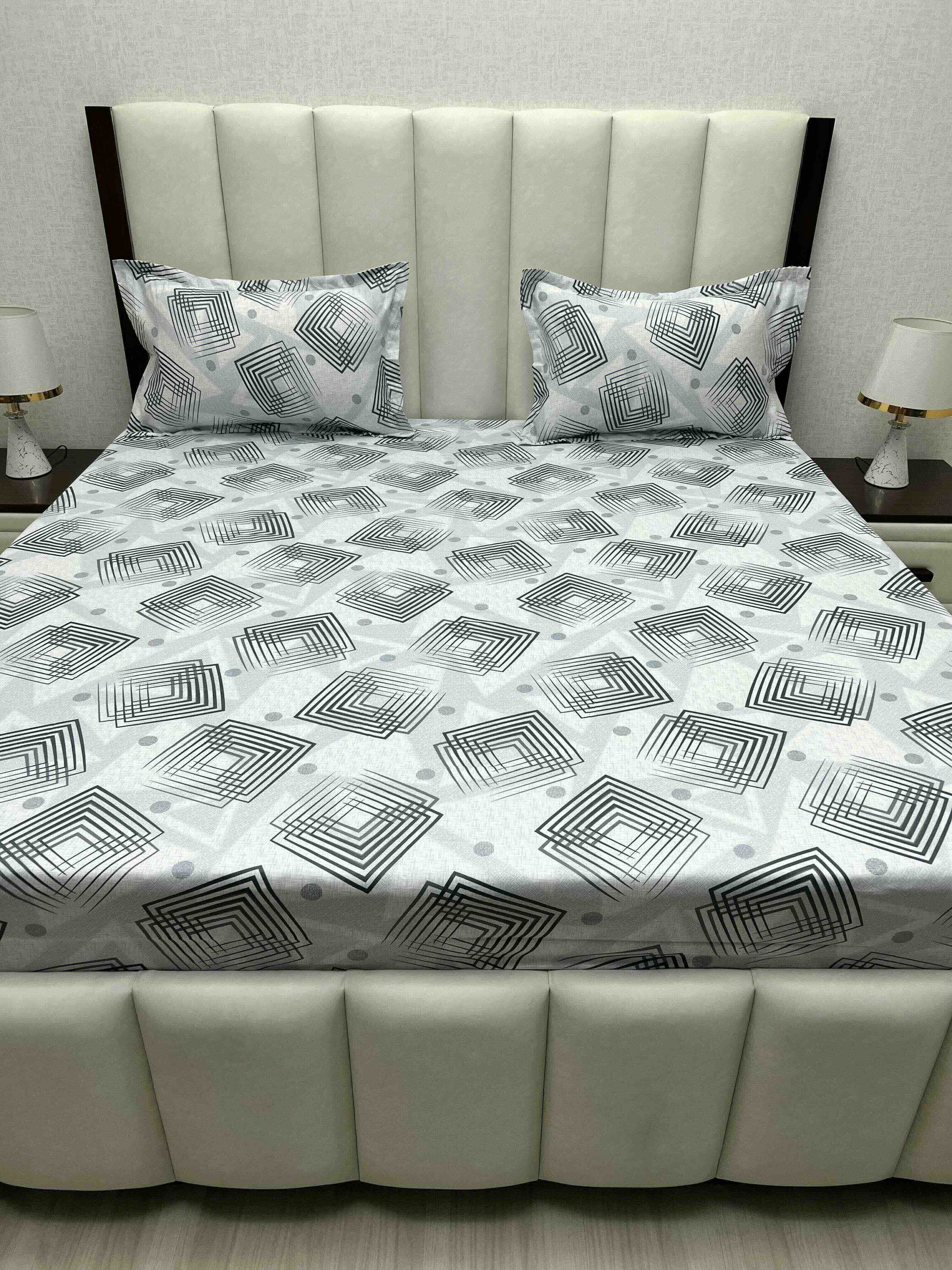 A-4831 - Pure Cotton 250 TC Queen Size Double Bedsheet (228X254) with Two Pillow Covers (43X68)