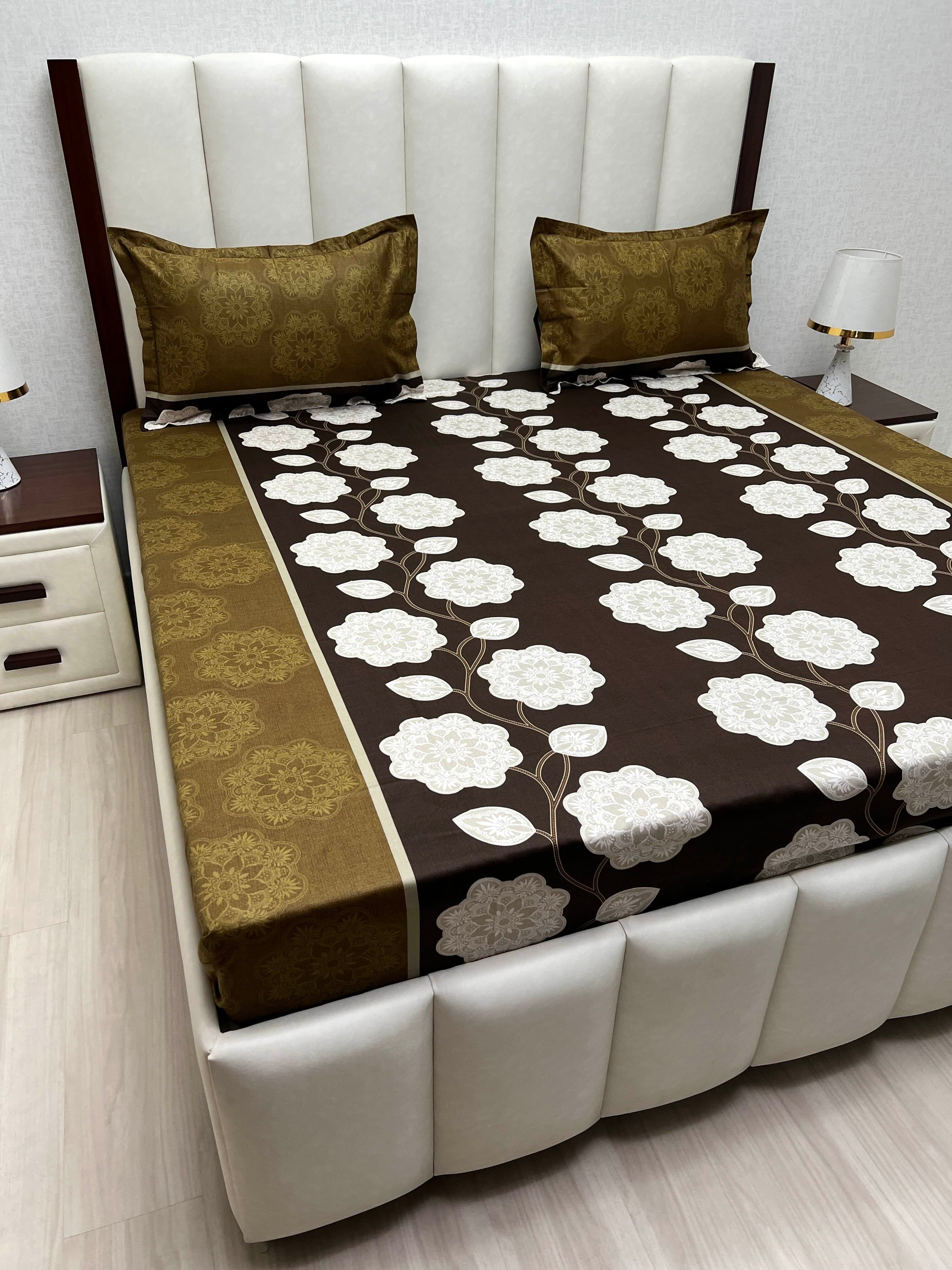 A-4859 - Pure Cotton 180 TC Queen Size Double Bedsheet (228X254) with Two Pillow Covers (43X68)