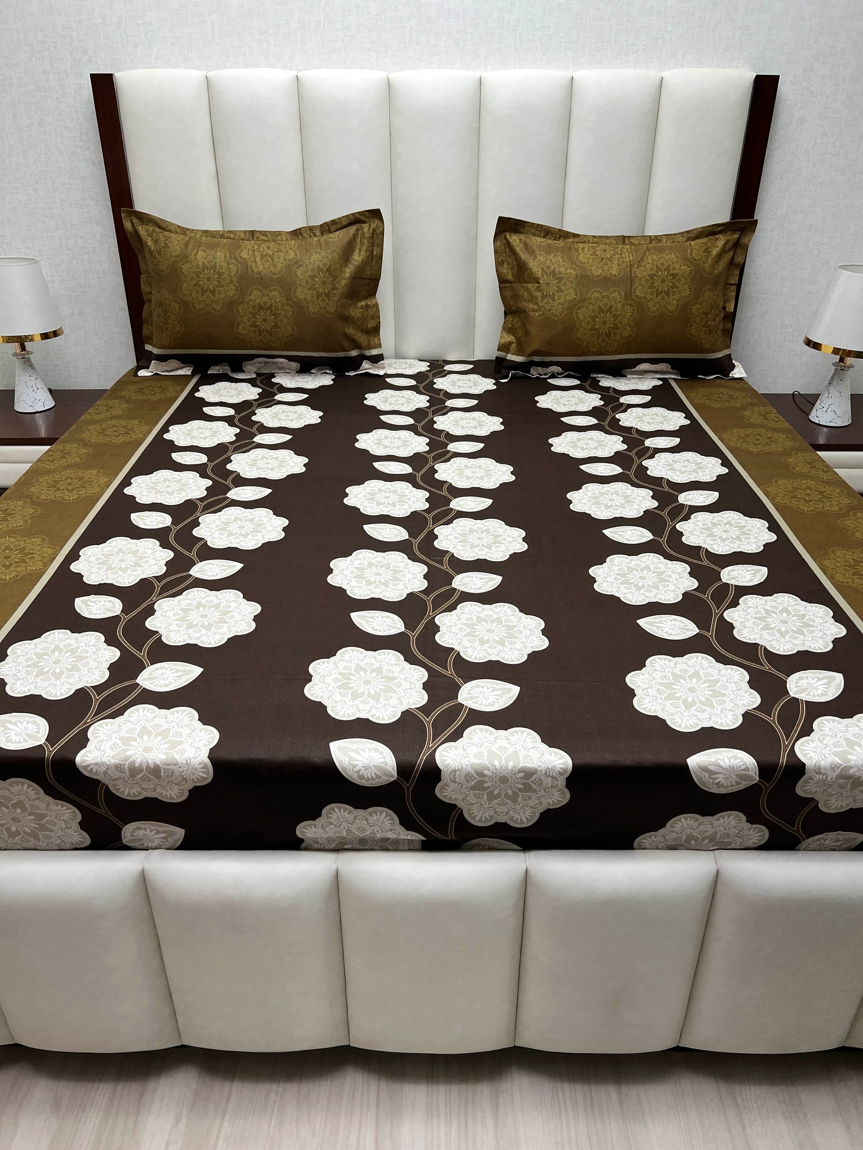 A-4859 - Pure Cotton 180 TC Queen Size Double Bedsheet (228X254) with Two Pillow Covers (43X68)