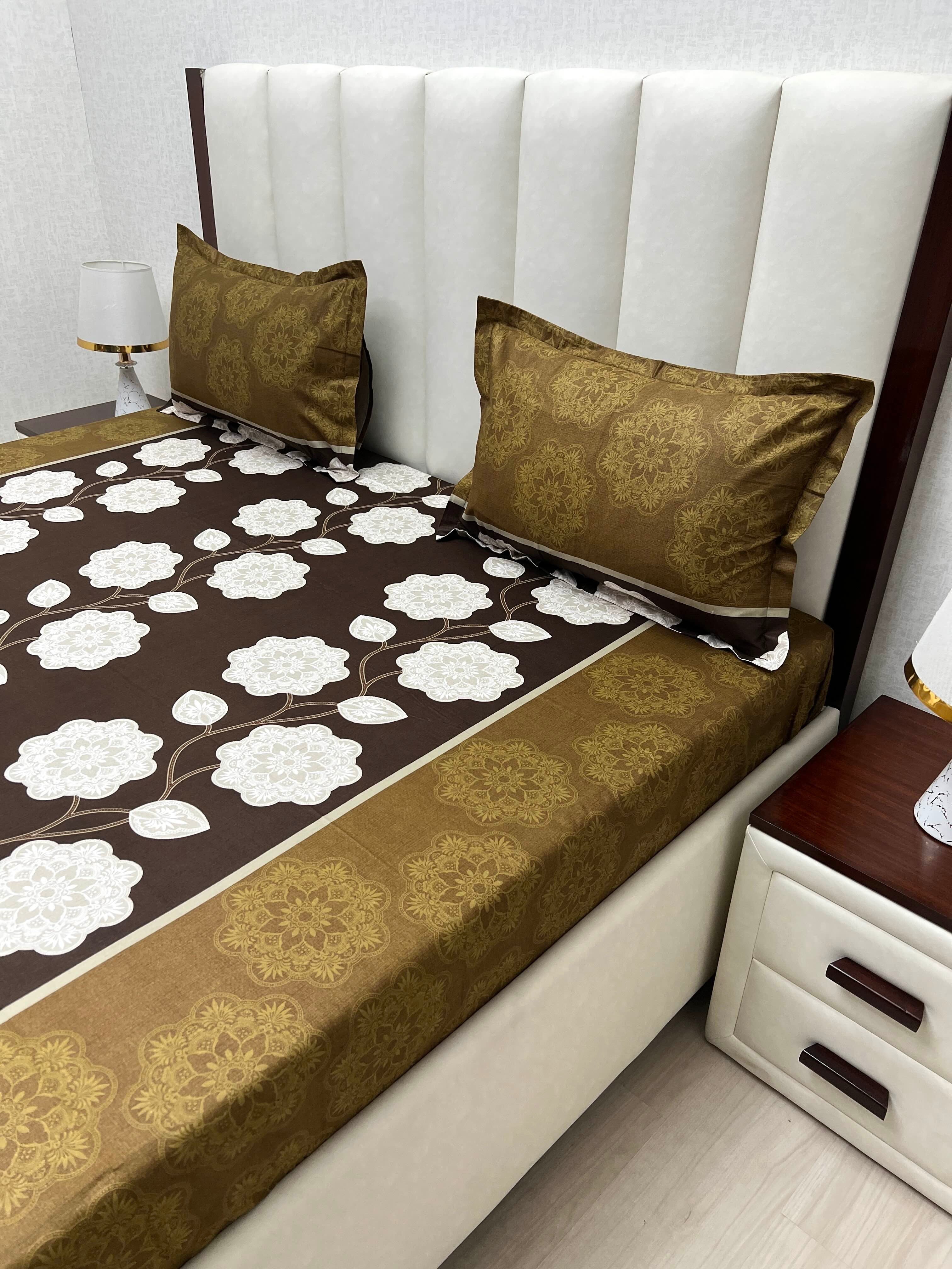 A-4859 - Pure Cotton 180 TC Queen Size Double Bedsheet (228X254) with Two Pillow Covers (43X68)