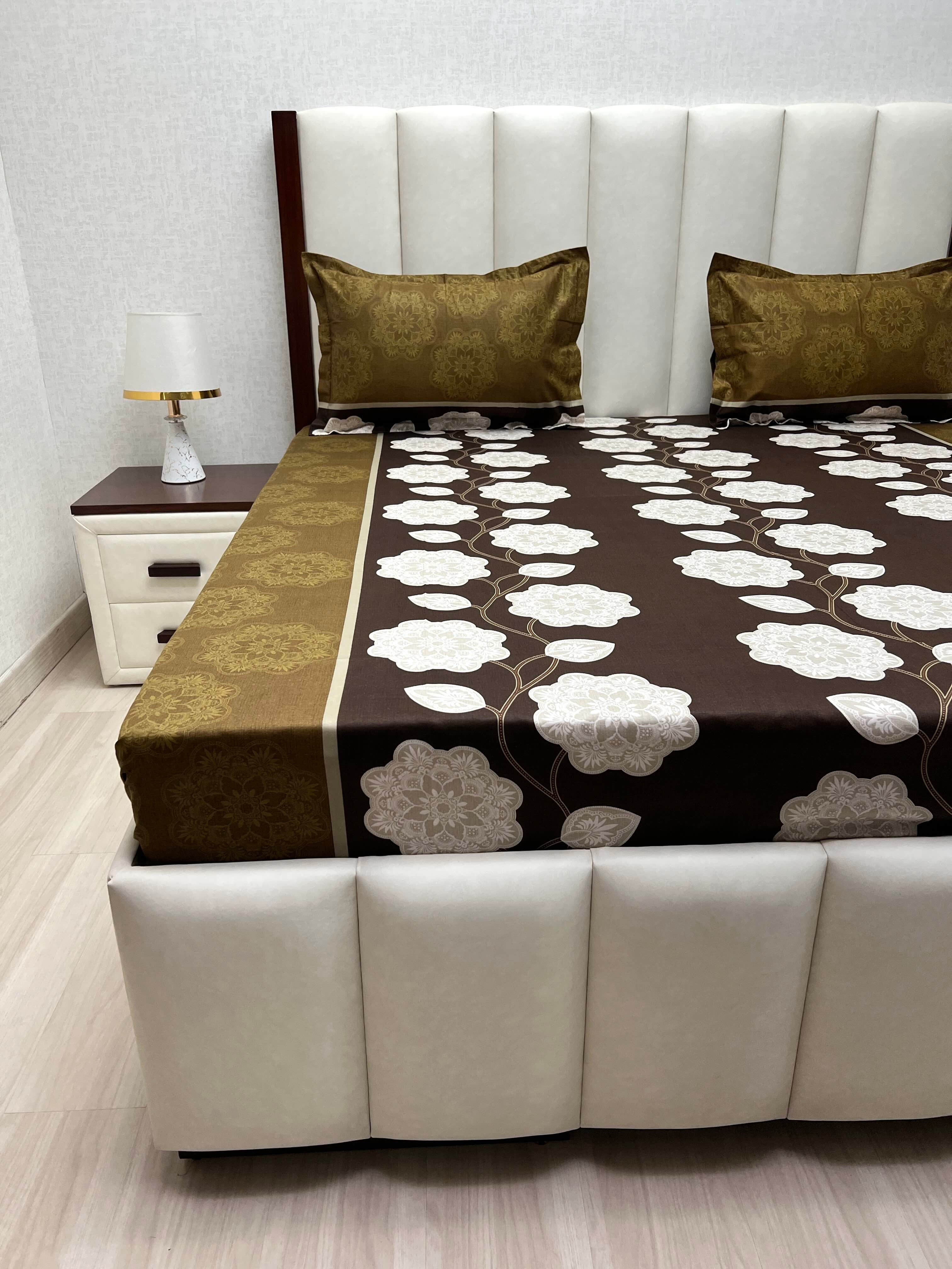 A-4859 - Pure Cotton 180 TC Queen Size Double Bedsheet (228X254) with Two Pillow Covers (43X68)