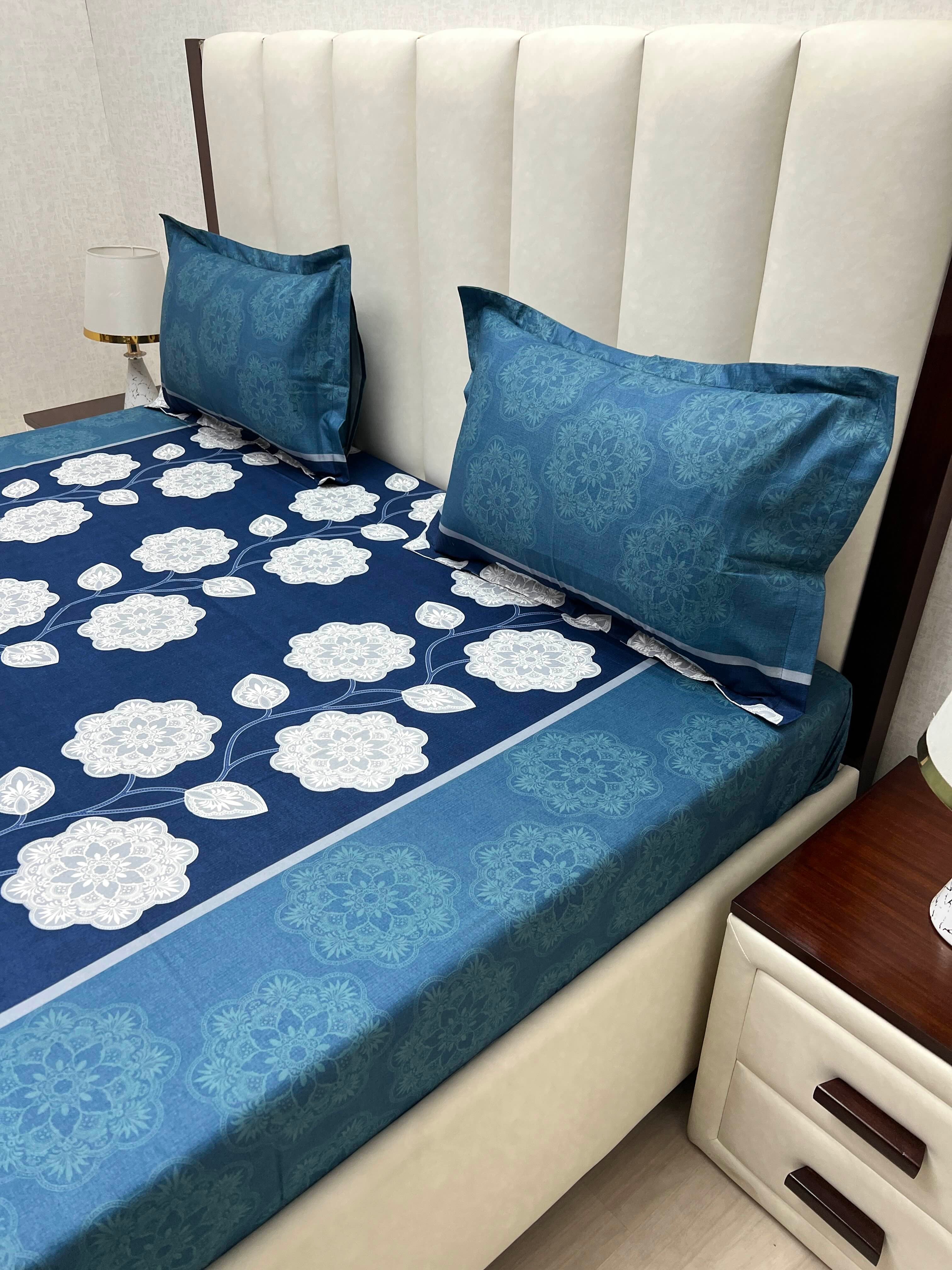 A-4862 - Pure Cotton 180 TC Queen Size Double Bedsheet (228X254) with Two Pillow Covers (43X68)