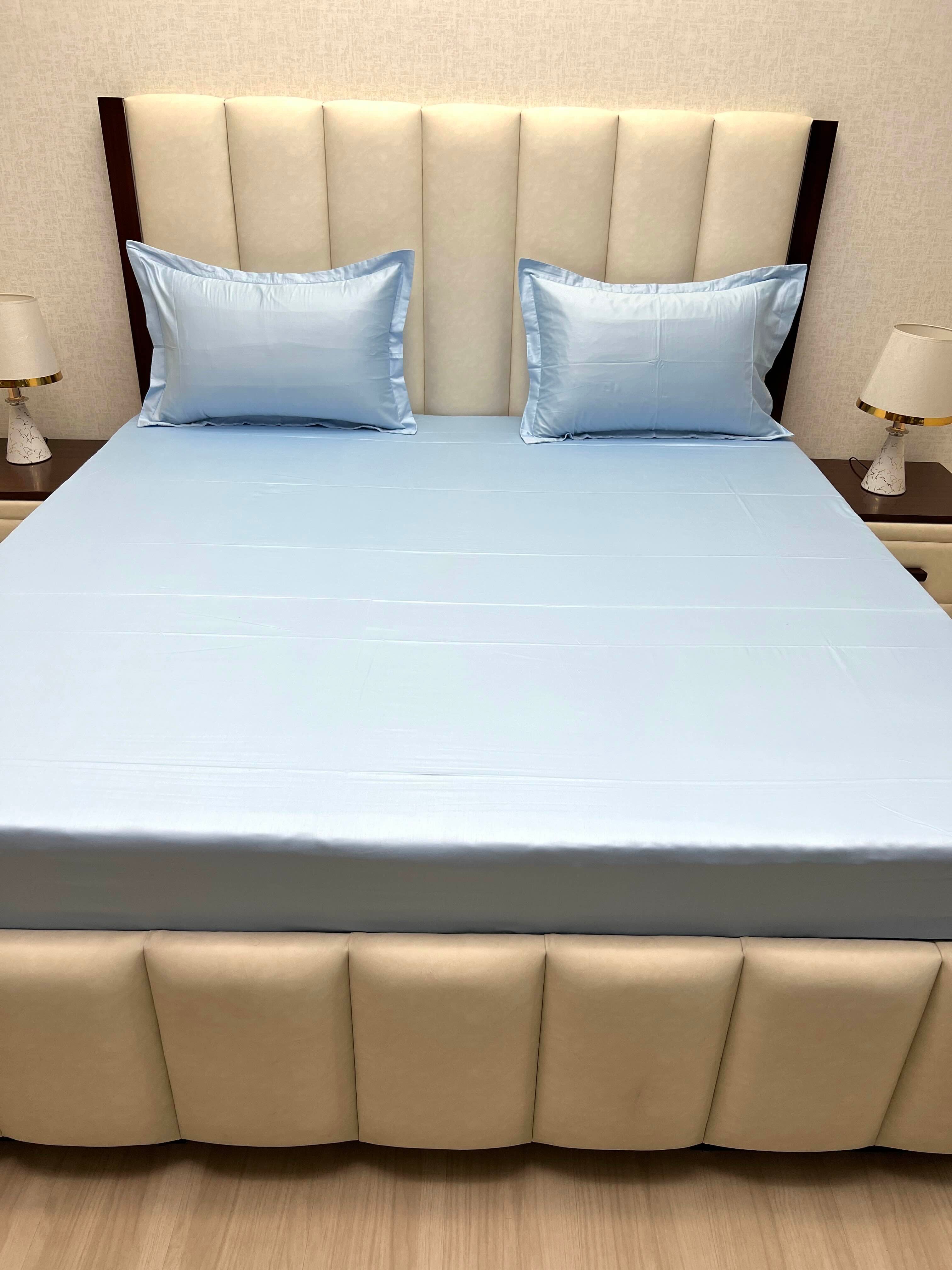 A-4889 - Pure Cotton 400 TC King Size Plain Double Bedsheet (274X274) with Two Pillow Covers (50X76)