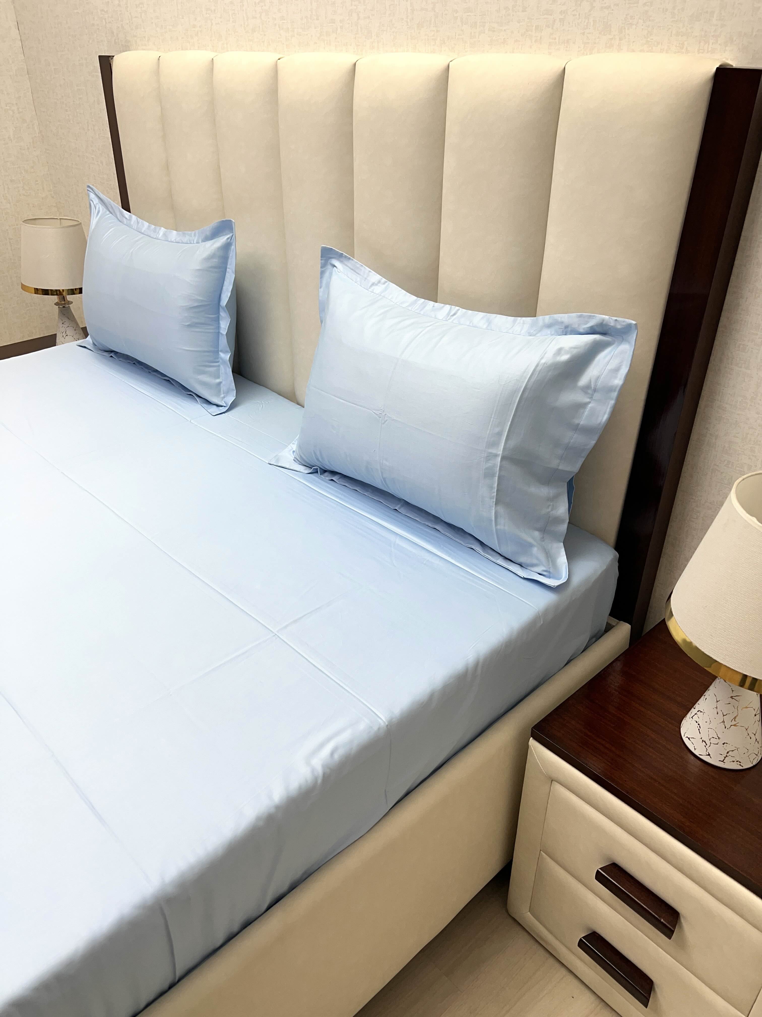 A-4889 - Pure Cotton 400 TC King Size Plain Double Bedsheet (274X274) with Two Pillow Covers (50X76)