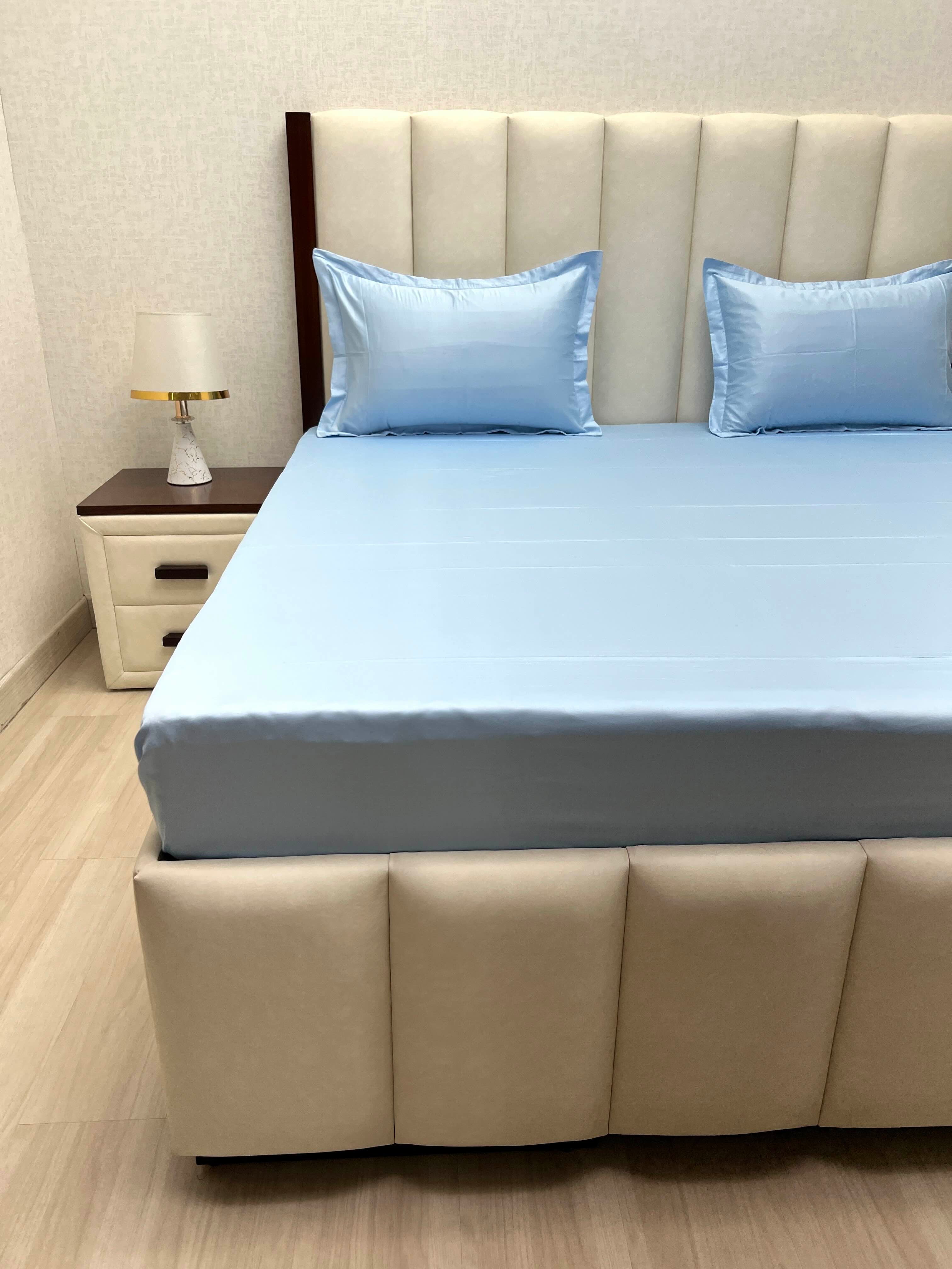 A-4889 - Pure Cotton 400 TC King Size Plain Double Bedsheet (274X274) with Two Pillow Covers (50X76)