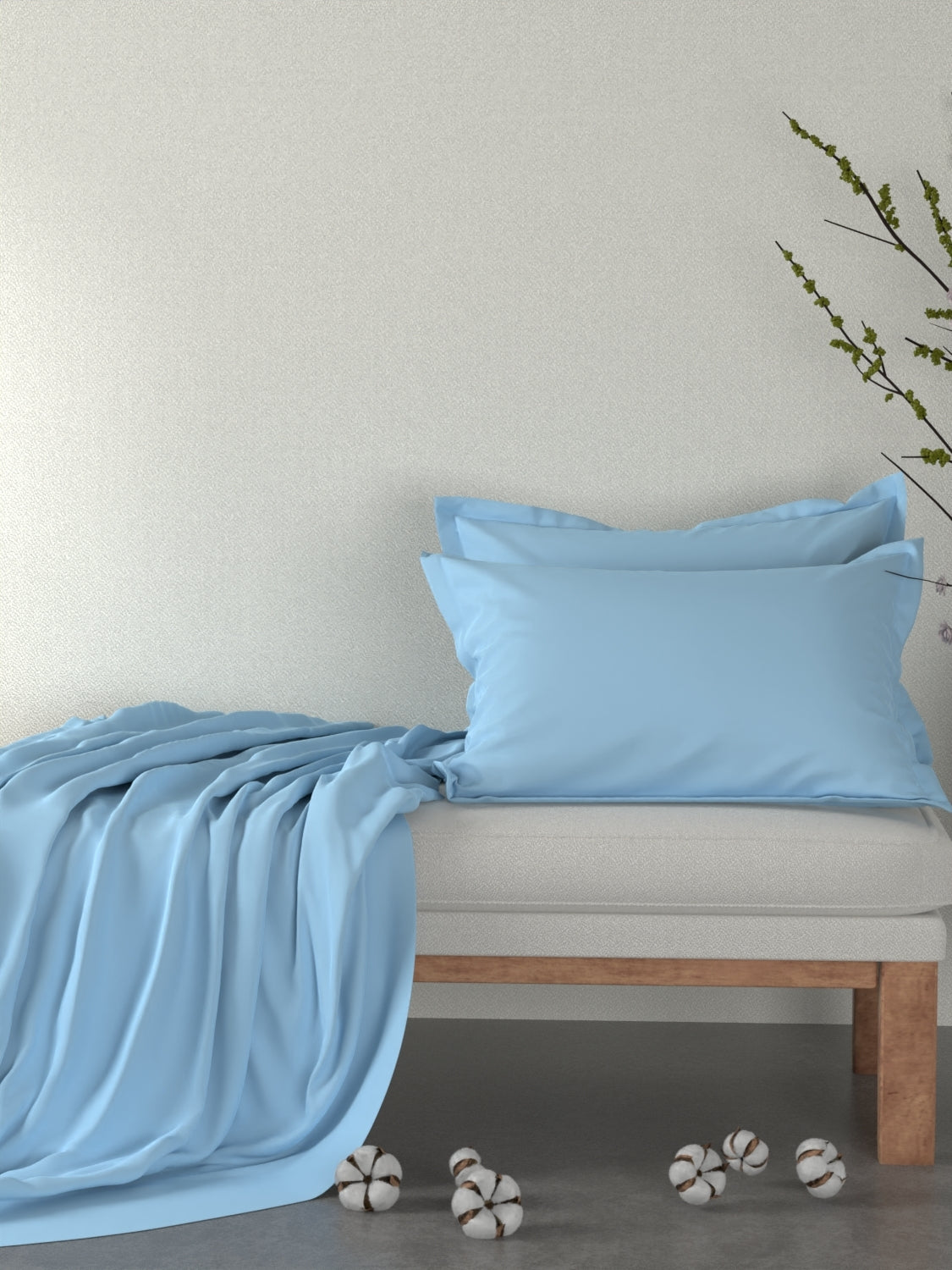 A-4889 - Pure Cotton 400 TC King Size Plain Double Bedsheet (274X274) with Two Pillow Covers (50X76)