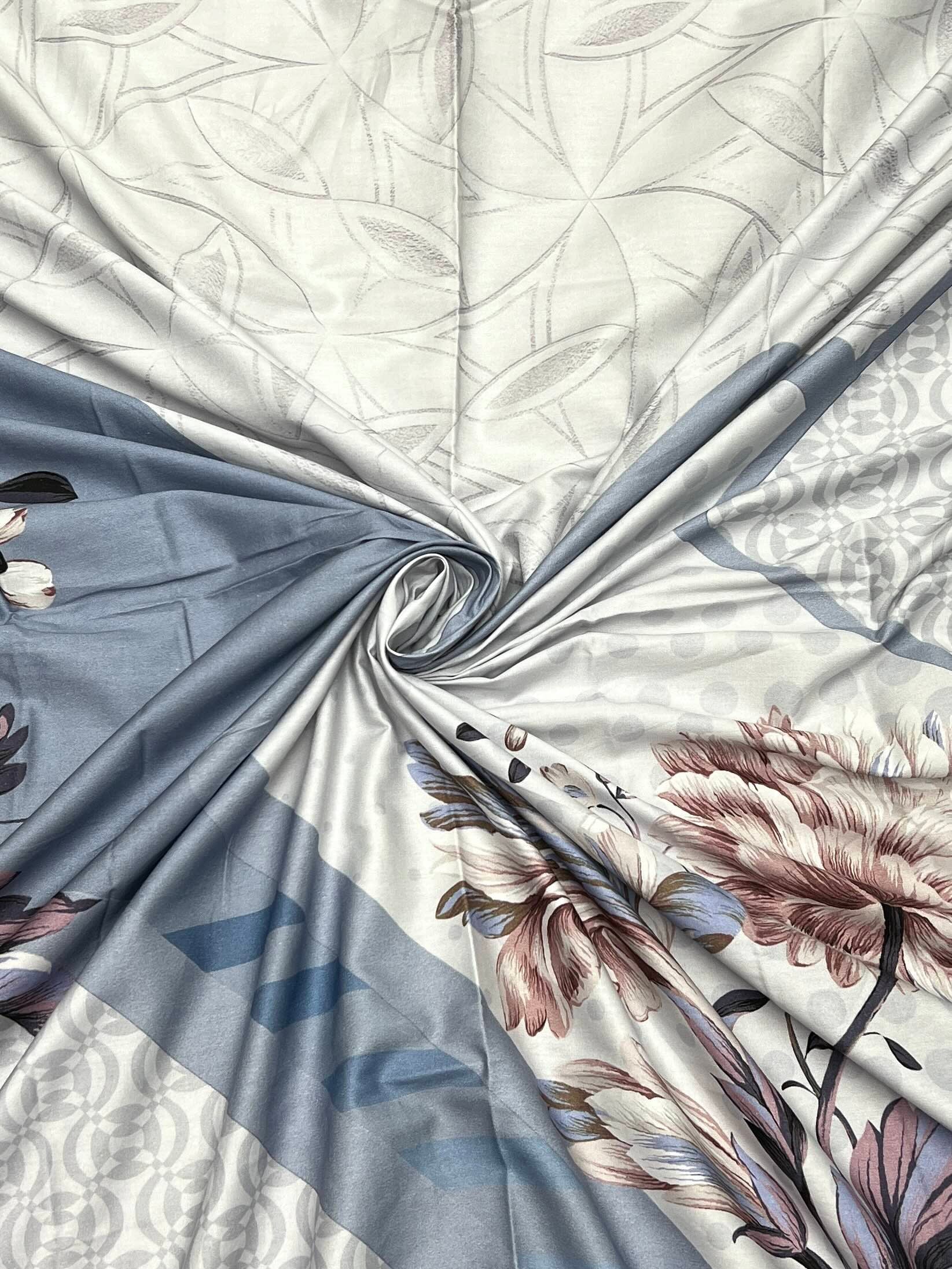 A-4906 - Pure Cotton 300 TC King Size Digital Print Double Bedsheet (274X274) with Two Pillow Covers (50X76)