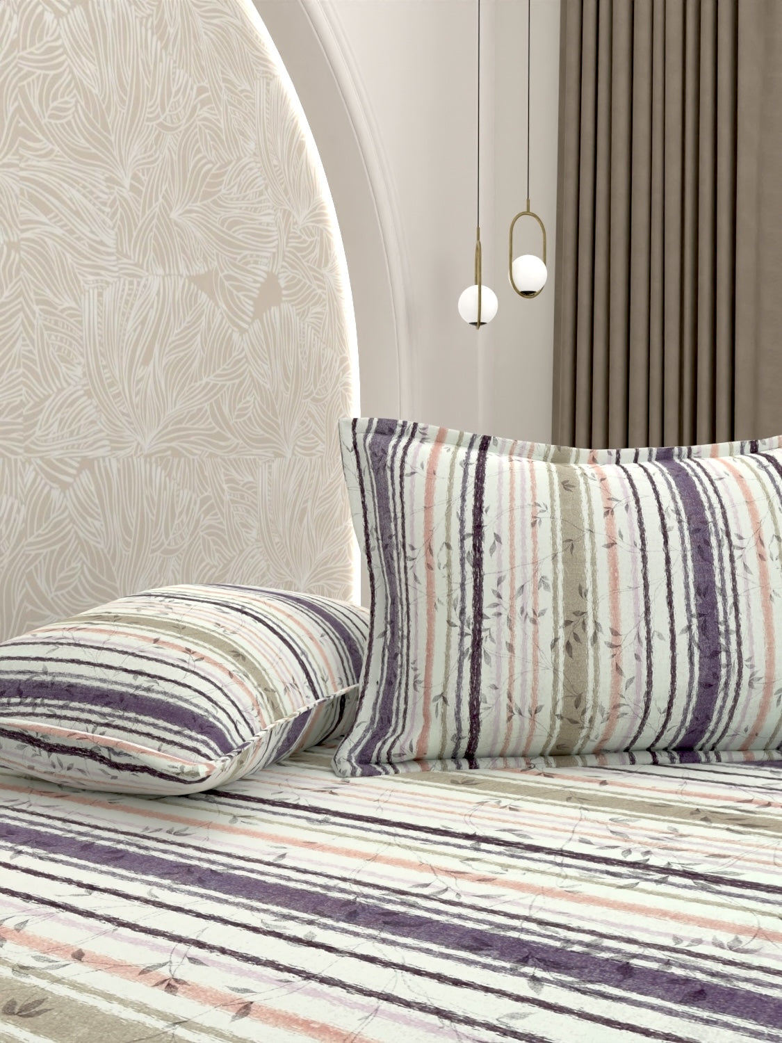 A-4949 Pure Cotton 180 TC King Size Double Bedsheet (274X274) with Two Pillow Covers (50X76)