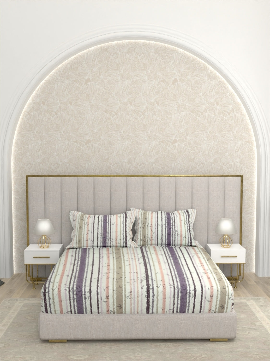 A-4949 Pure Cotton 180 TC King Size Double Bedsheet (274X274) with Two Pillow Covers (50X76)
