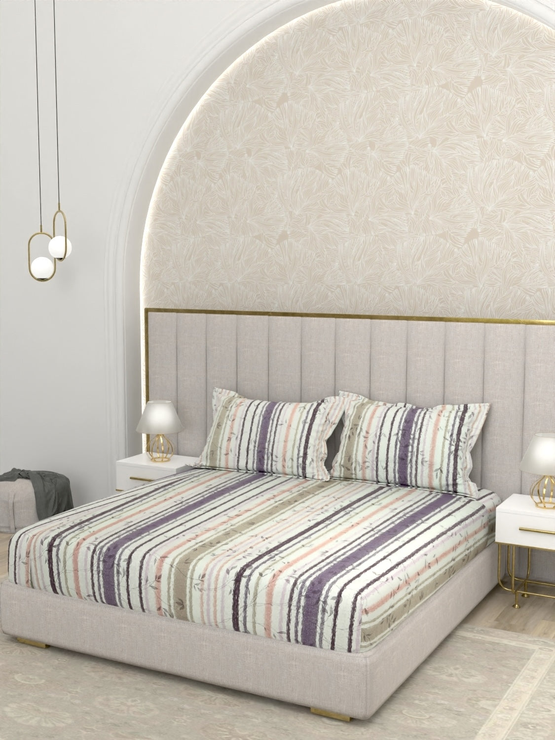 A-4949 Pure Cotton 180 TC King Size Double Bedsheet (274X274) with Two Pillow Covers (50X76)
