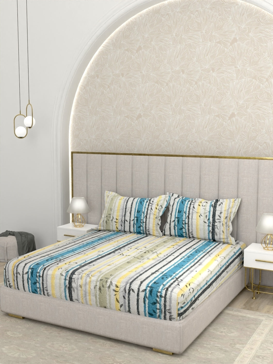 A-4950 Pure Cotton 180 TC King Size Double Bedsheet (274X274) with Two Pillow Covers (50X76)