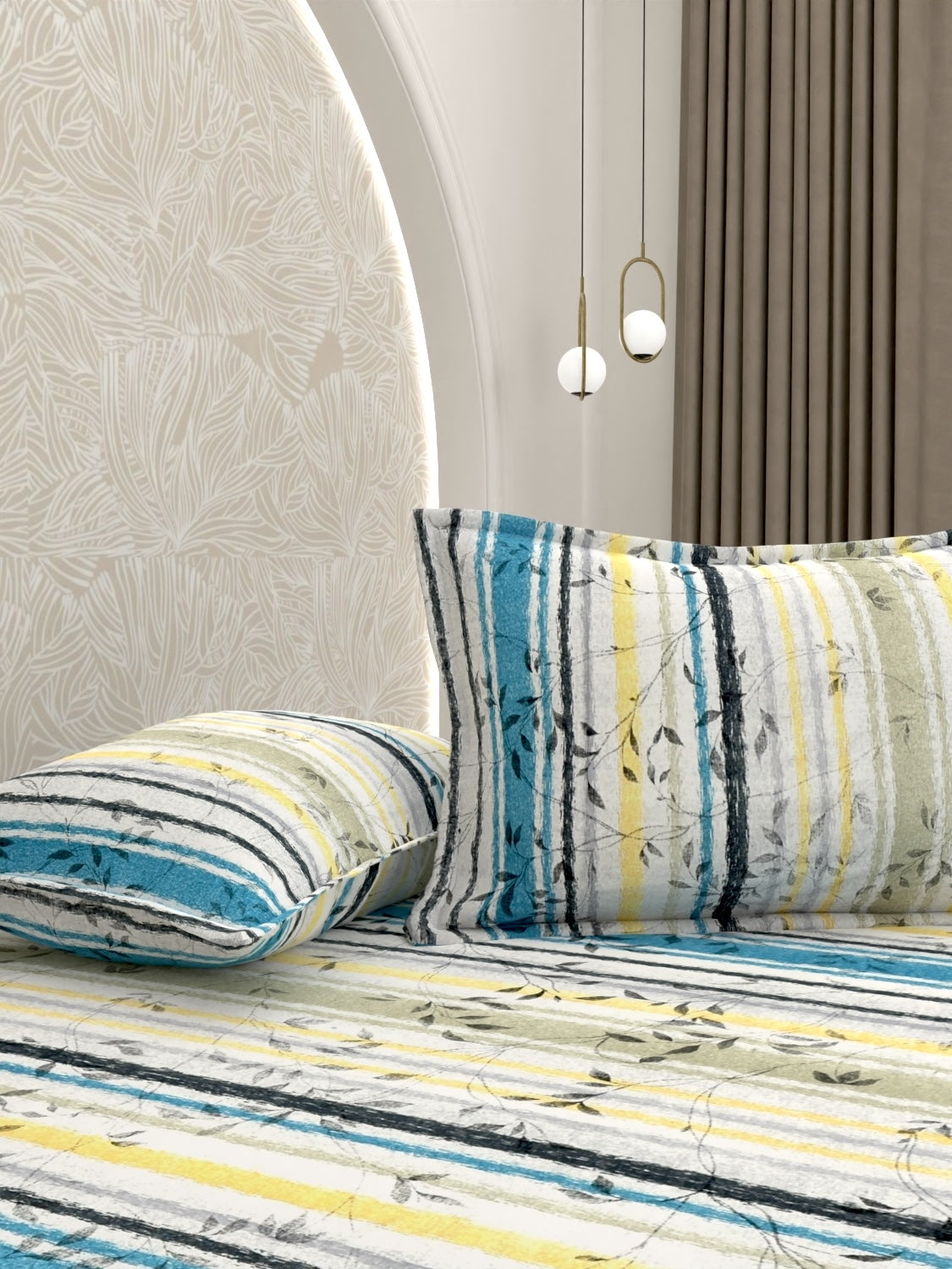 A-4950 Pure Cotton 180 TC King Size Double Bedsheet (274X274) with Two Pillow Covers (50X76)
