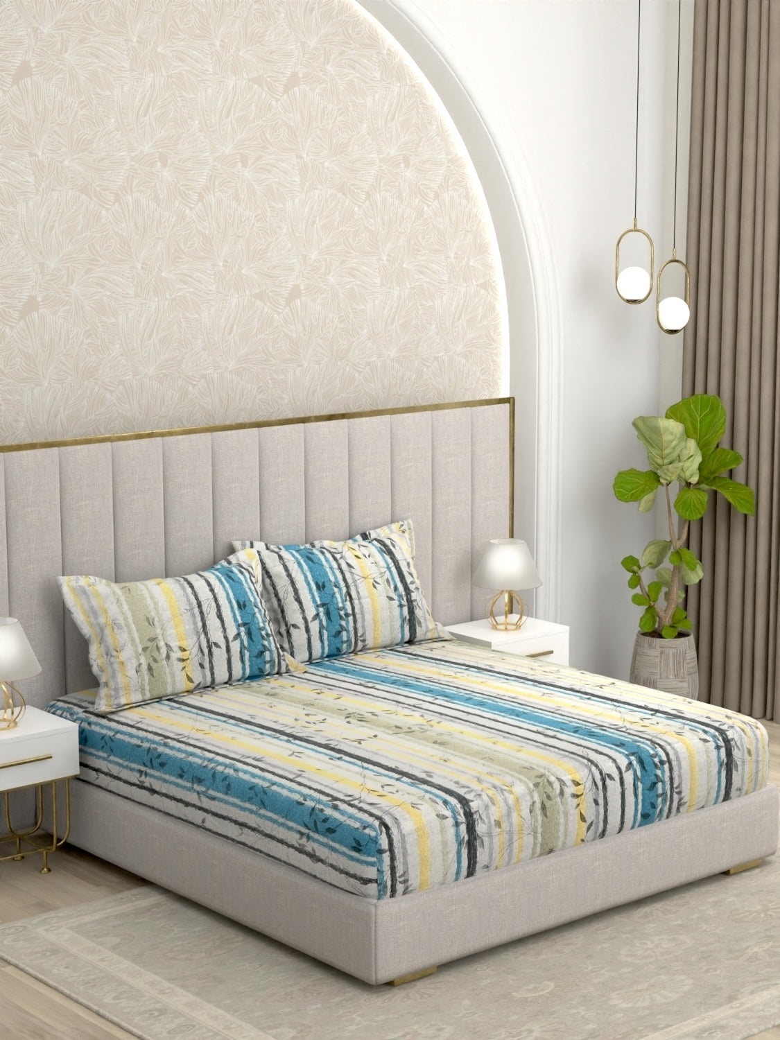 Pure Decor Pure Cotton King Size Fitted Bedsheet