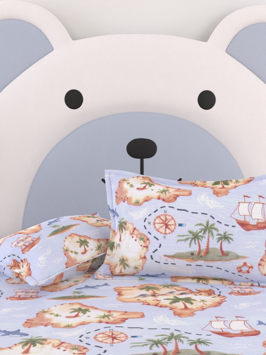 A-4956 - Pure Cotton 250 TC Queen Size Kids Double Bedsheet (228X254) with Two Pillow Covers (43X68)