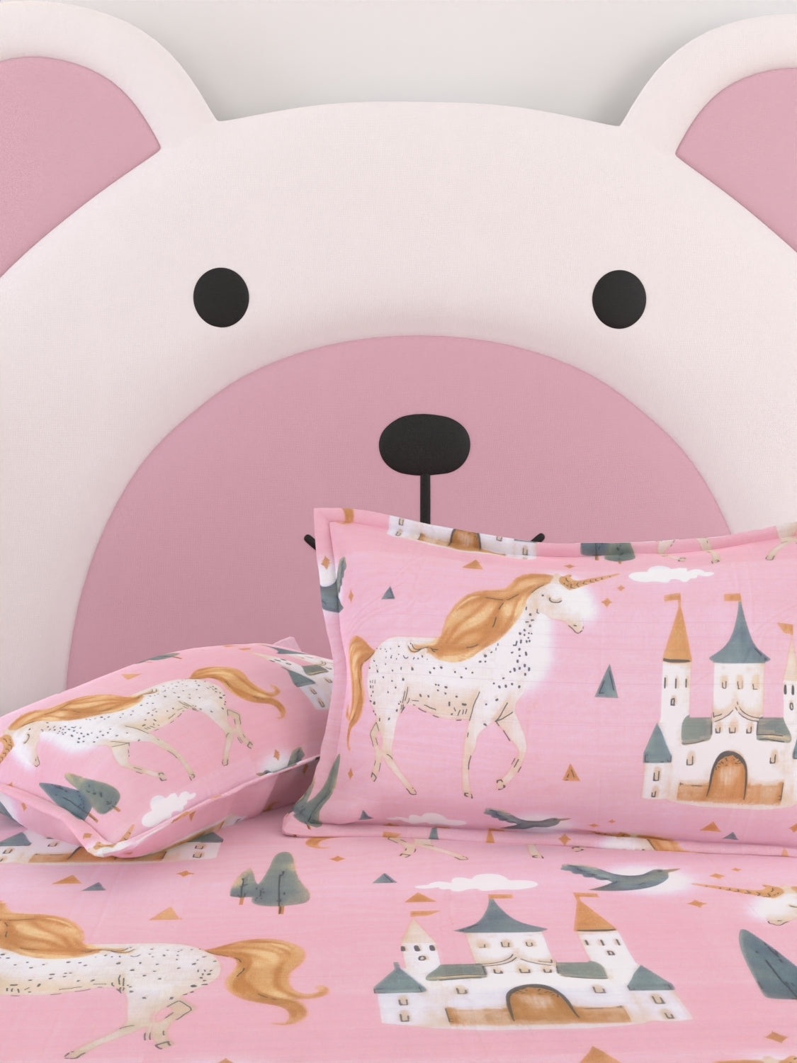 A-4957 - Pure Cotton 250 TC Queen Size Kids Double Bedsheet (228X254) with Two Pillow Covers (43X68)
