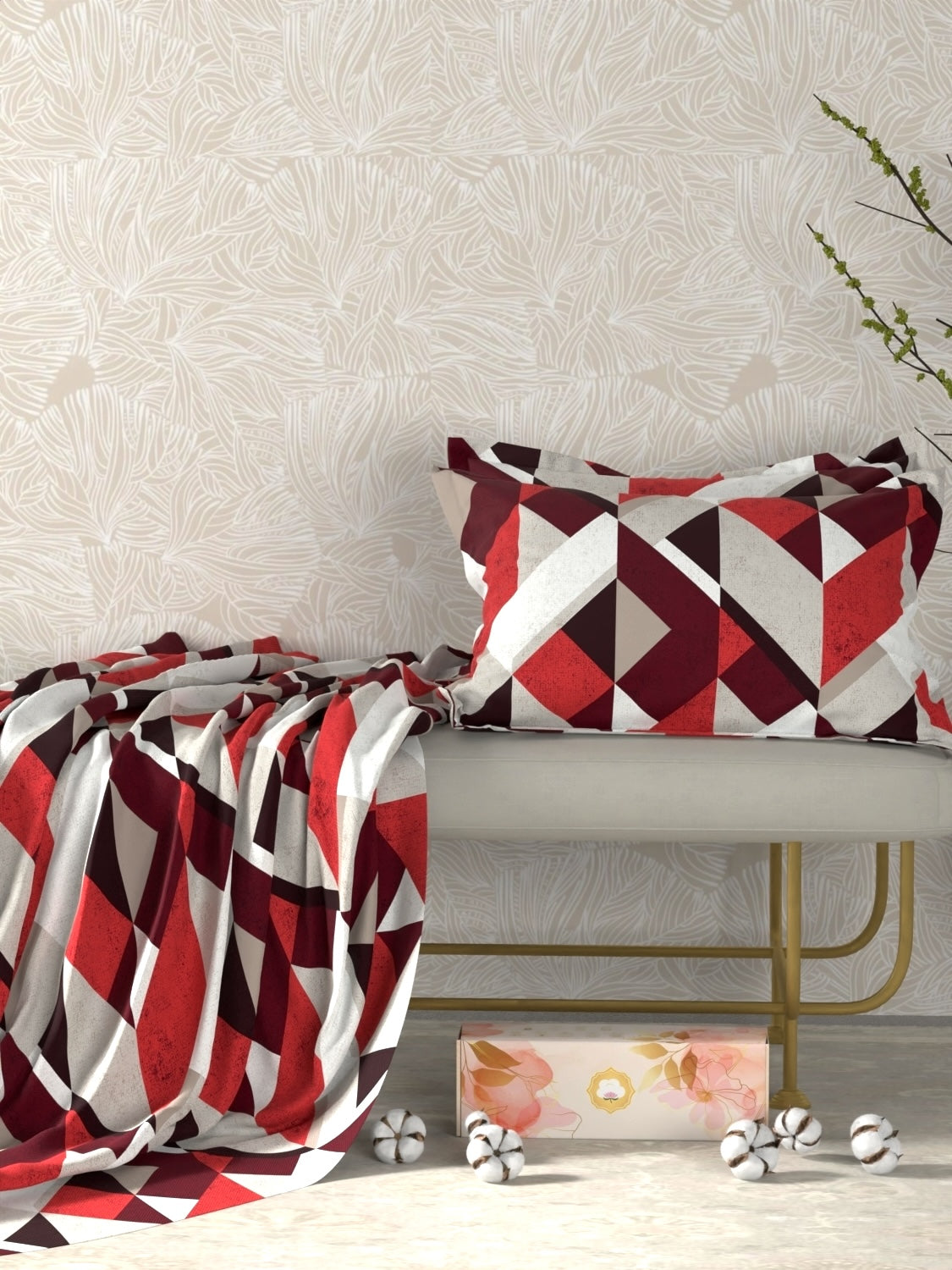 A-4965 - Pure Cotton 180 TC King Size Double Bedsheet (274X274) with Two Pillow Covers (50X76)