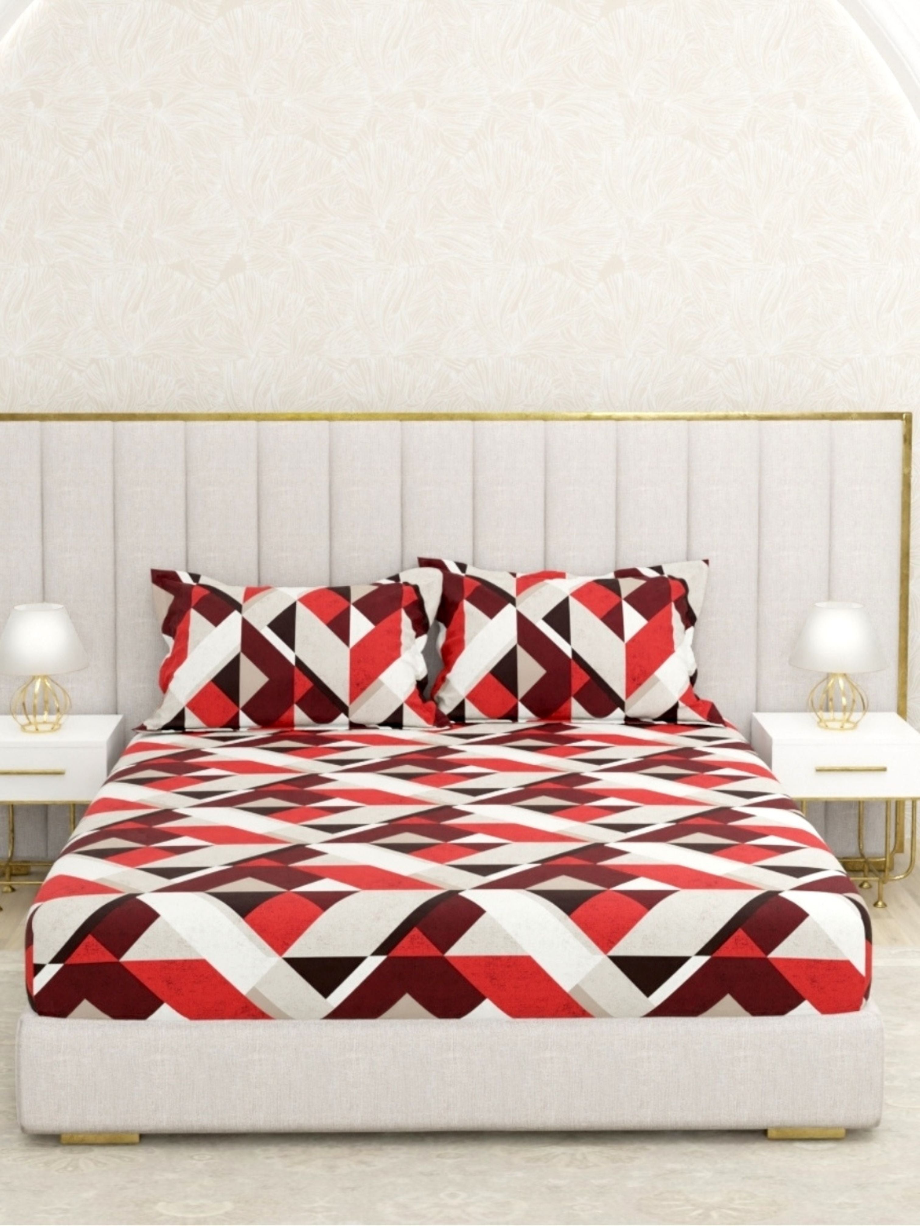 A-4965 - Pure Cotton 180 TC King Size Double Bedsheet (274X274) with Two Pillow Covers (50X76)