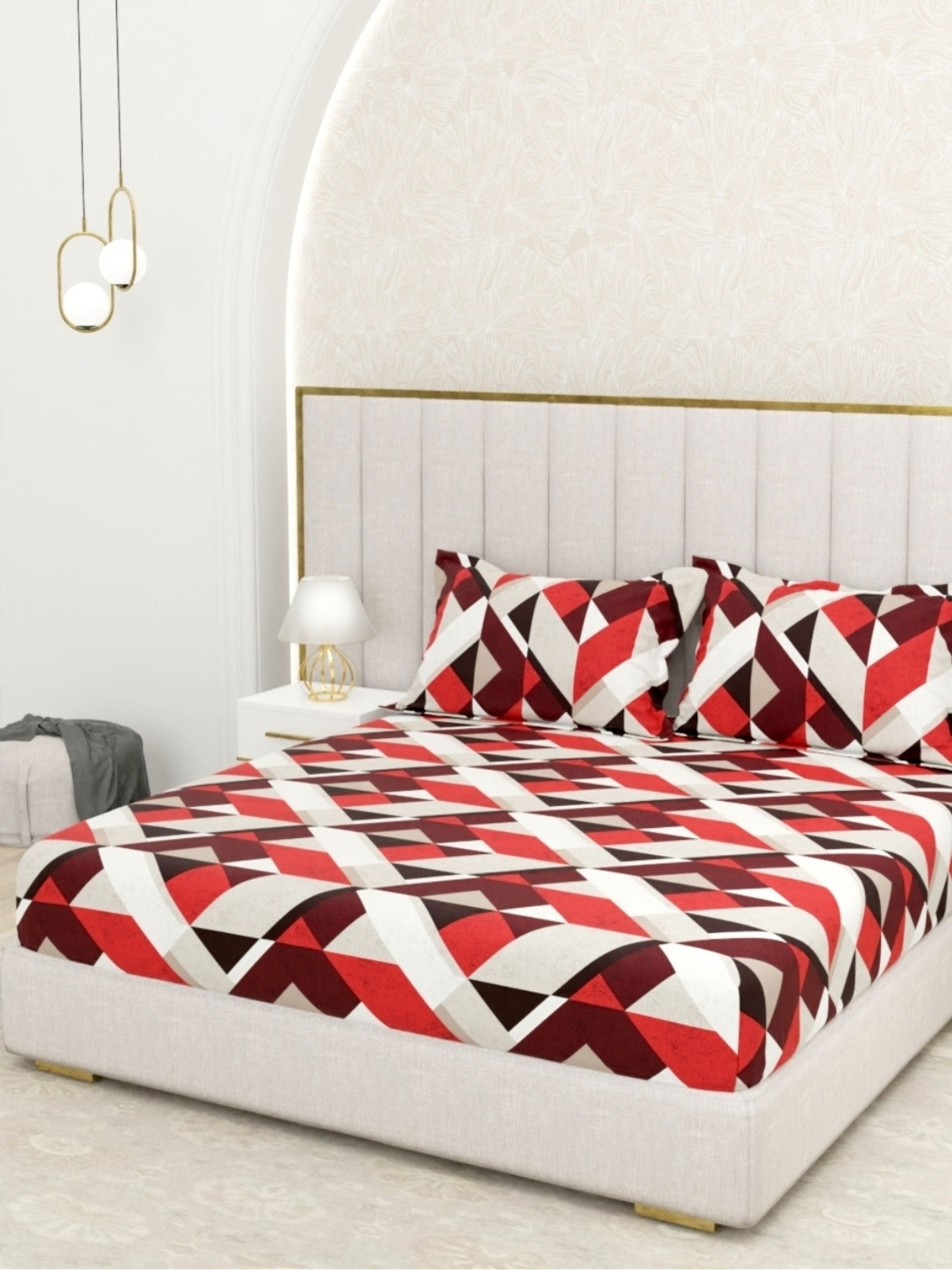 A-4965 - Pure Cotton 180 TC King Size Double Bedsheet (274X274) with Two Pillow Covers (50X76)