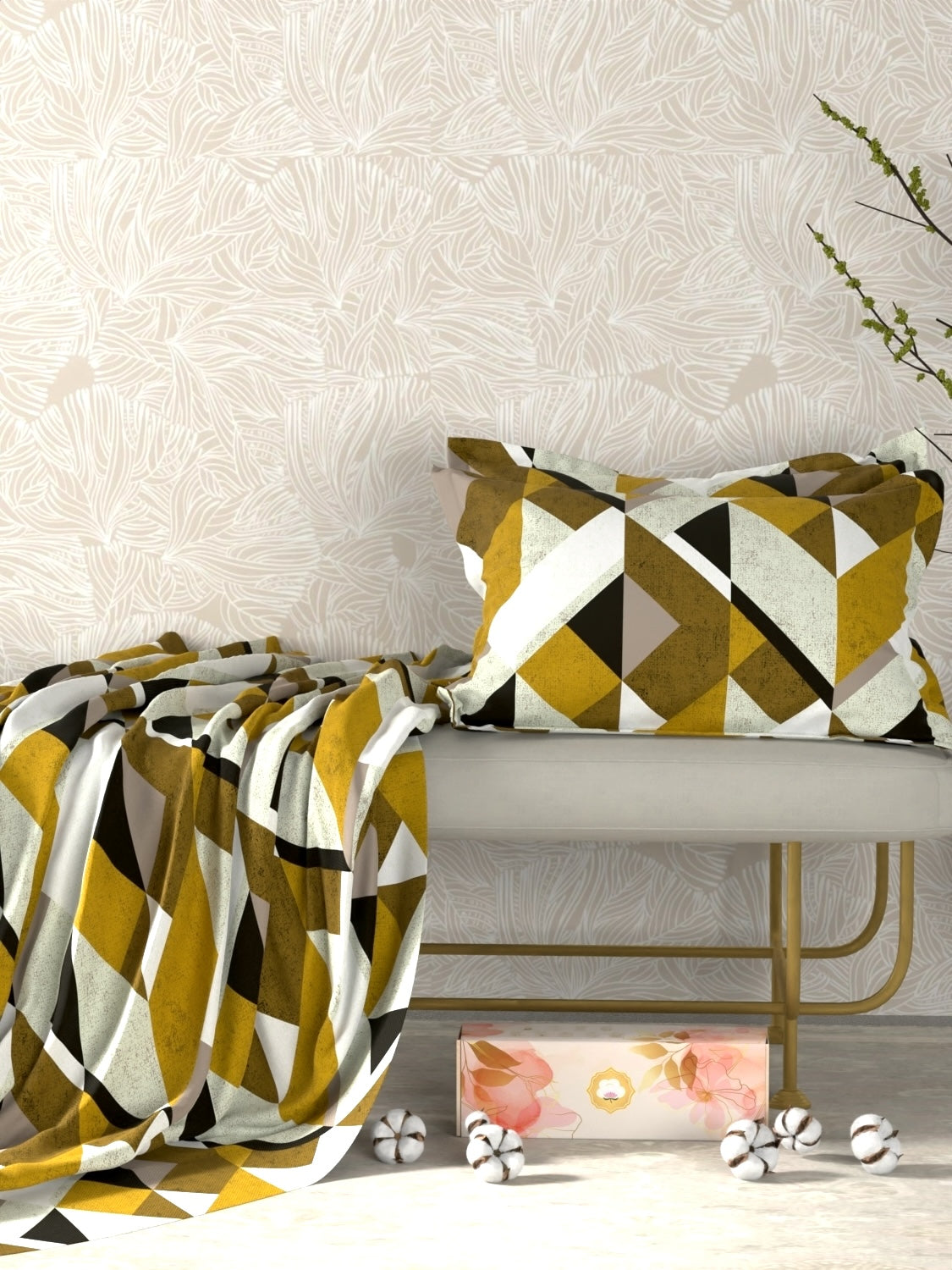 A-4967 - Pure Cotton 180 TC King Size Double Bedsheet (274X274) with Two Pillow Covers (50X76)