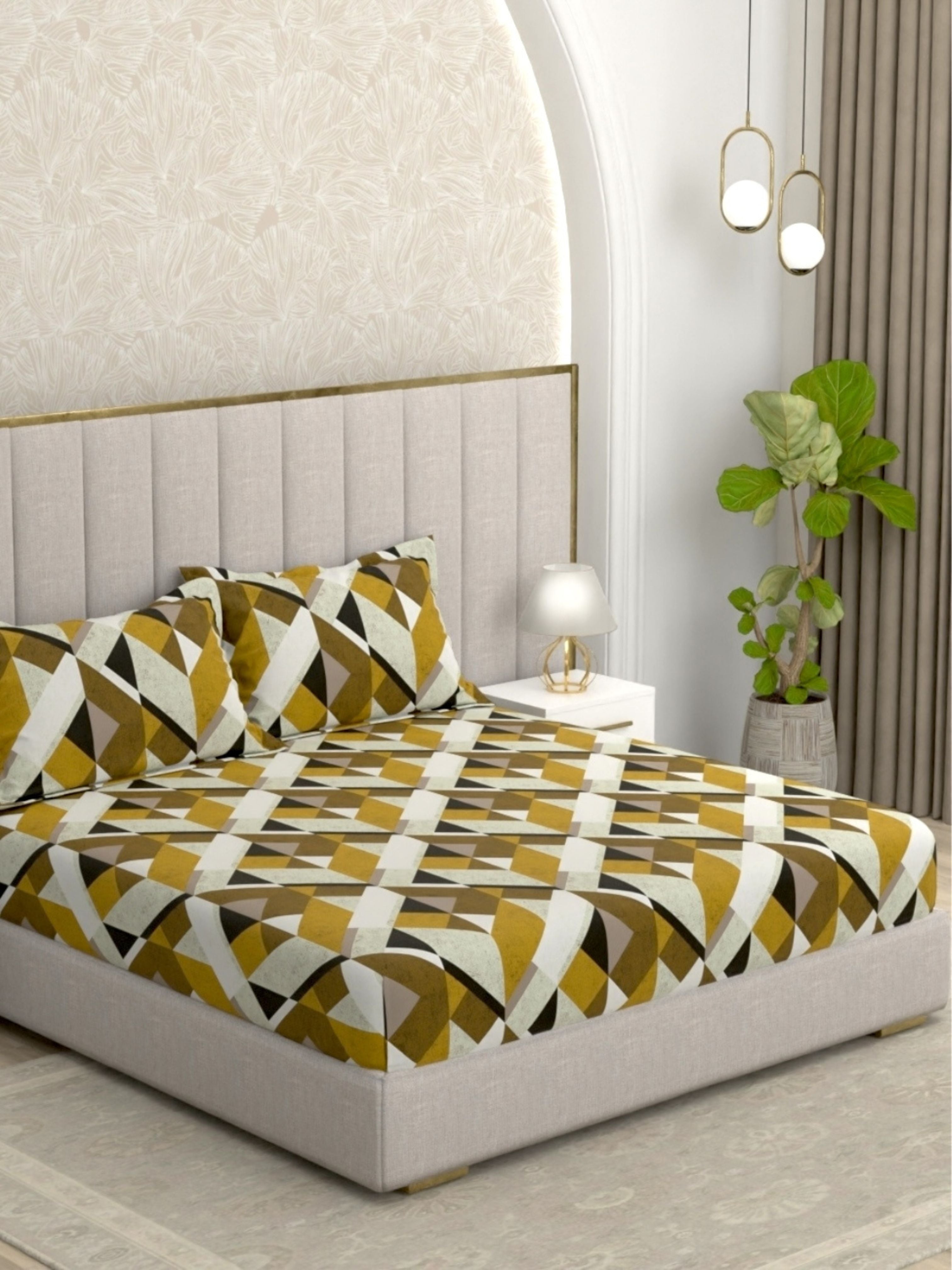 A-4967 - Pure Cotton 180 TC King Size Double Bedsheet (274X274) with Two Pillow Covers (50X76)