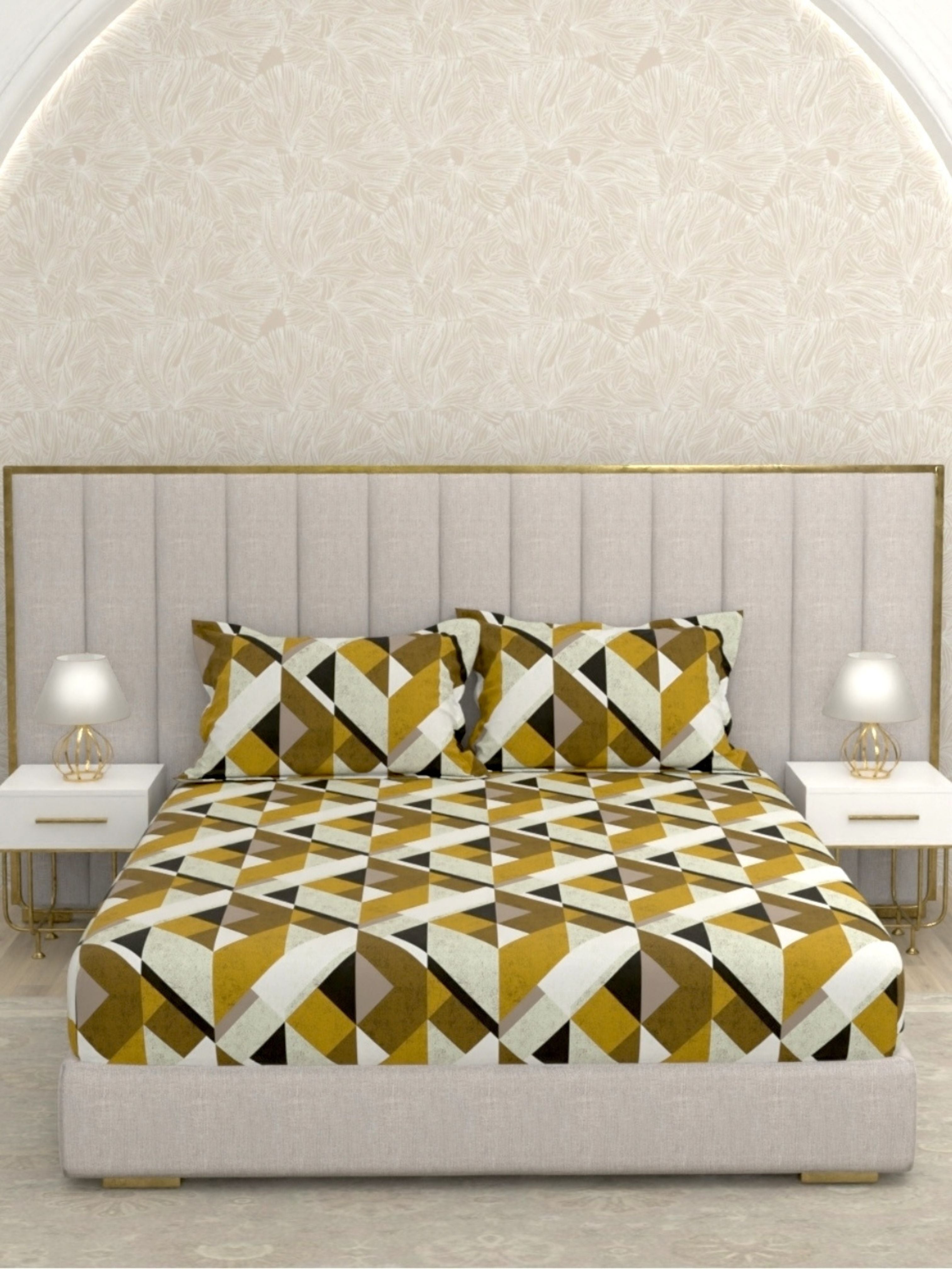 A-4967 - Pure Cotton 180 TC King Size Double Bedsheet (274X274) with Two Pillow Covers (50X76)