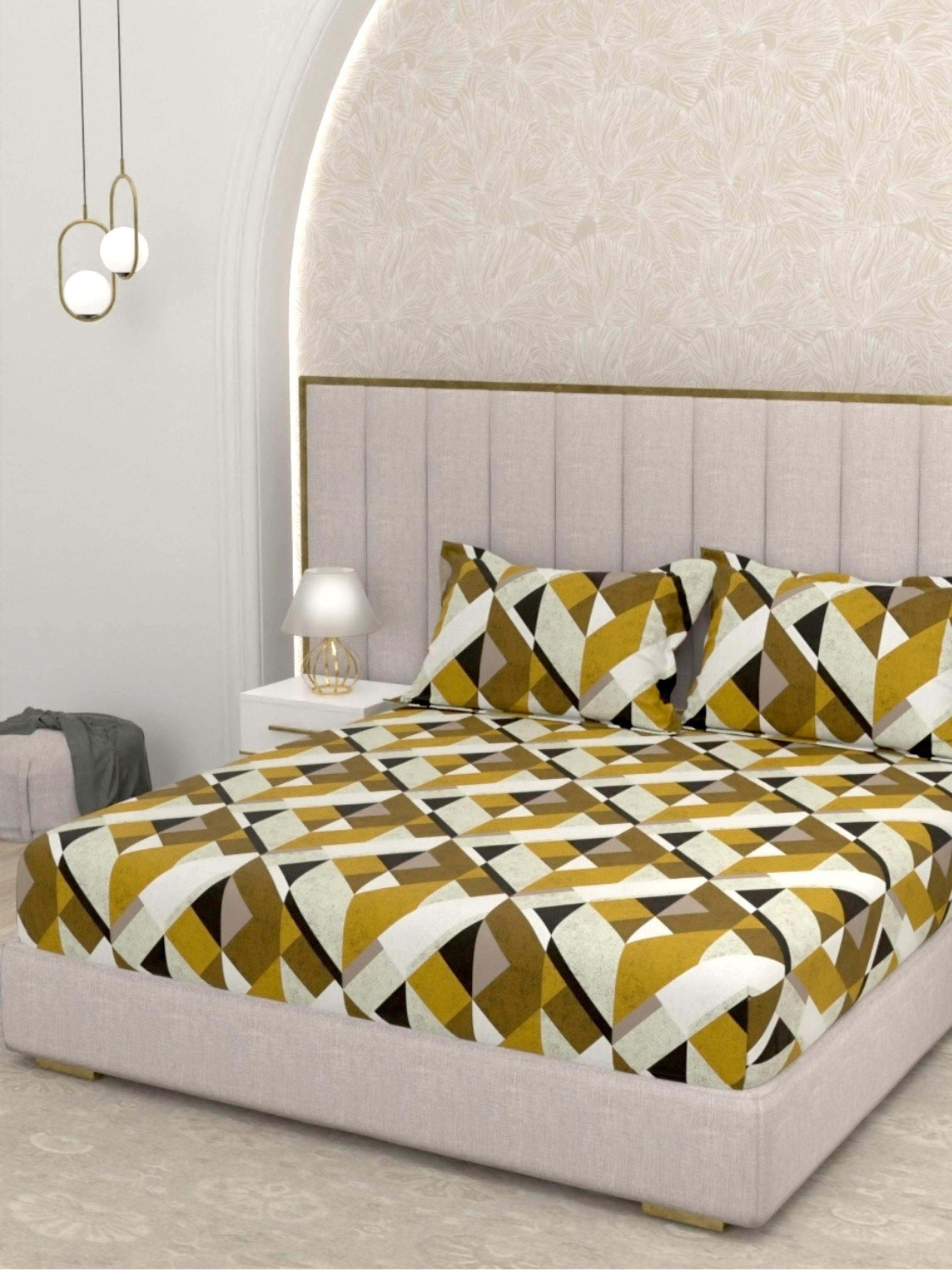 A-4967 - Pure Cotton 180 TC King Size Double Bedsheet (274X274) with Two Pillow Covers (50X76)