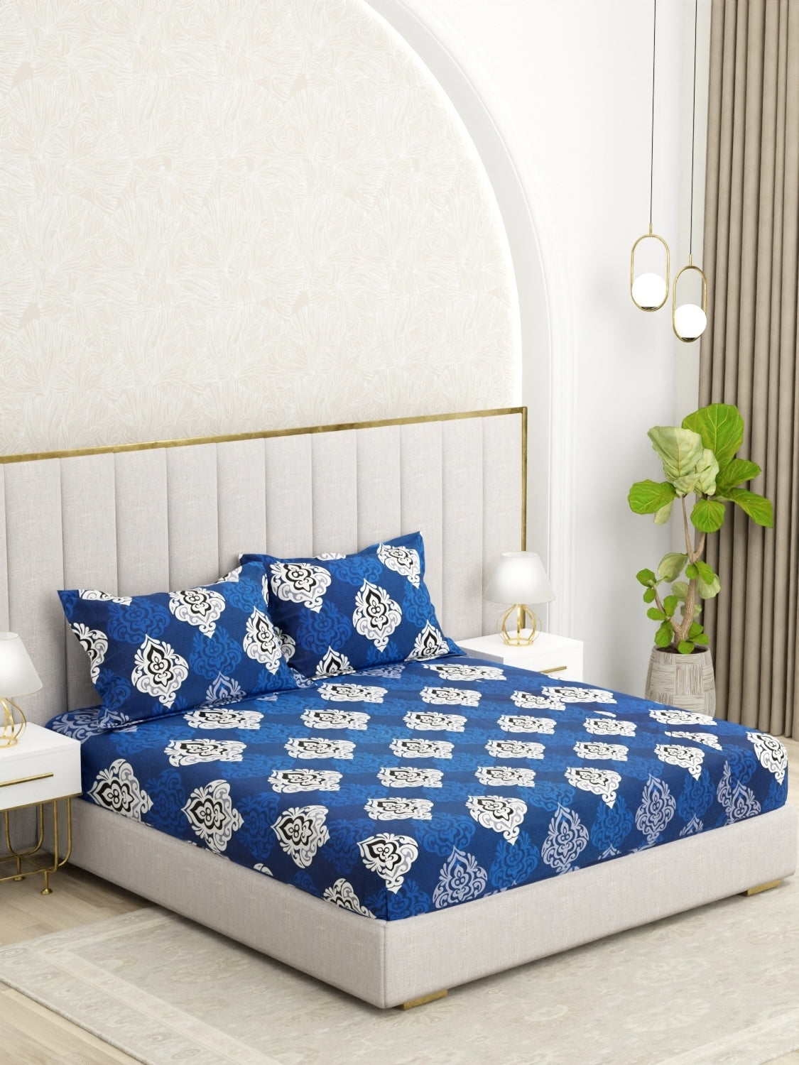 A-4978 - Pure Cotton 180 TC Queen Size Double Bedsheet (228X254) with Two Pillow Covers (43X68)