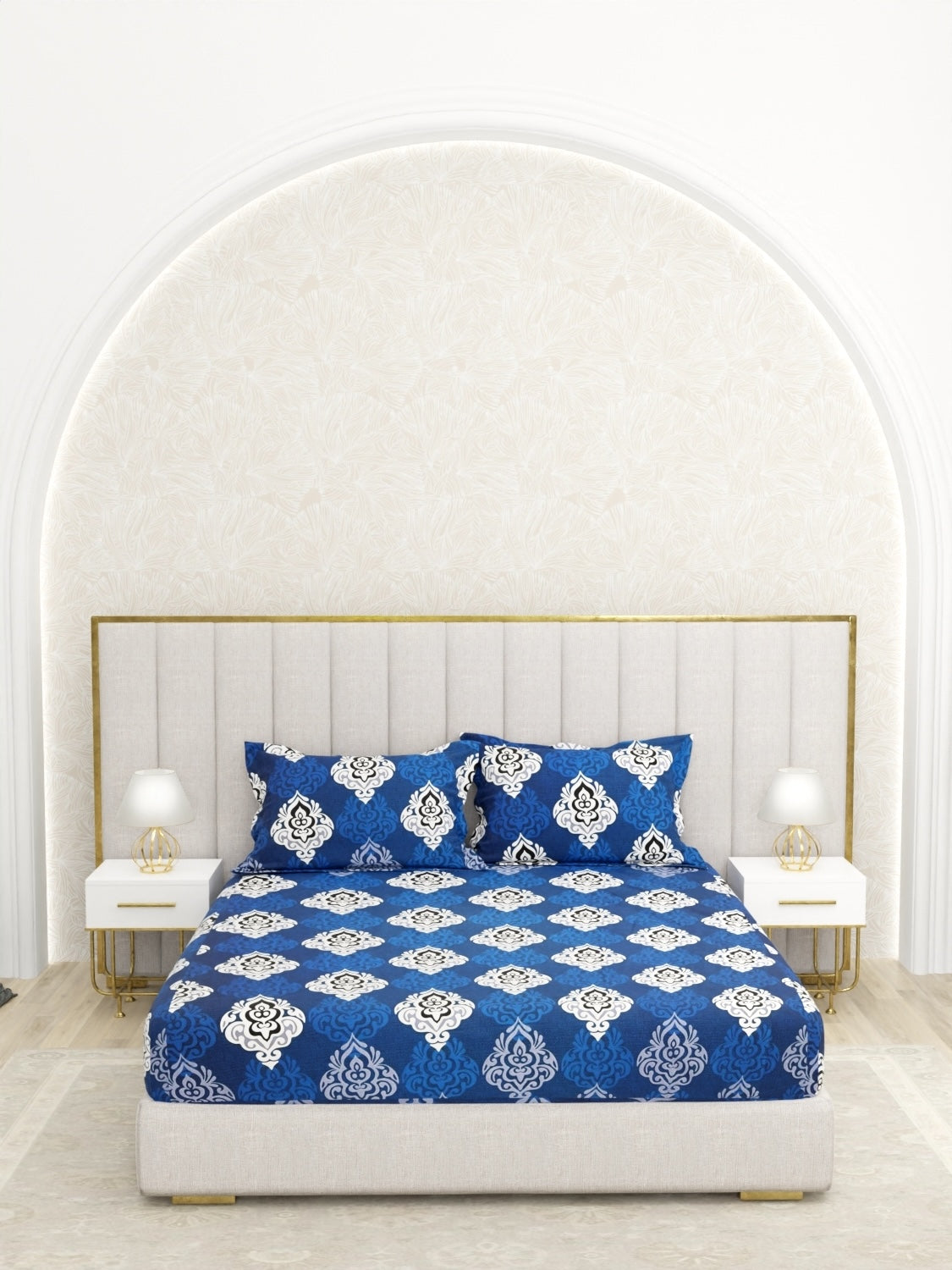 A-4978 - Pure Cotton 180 TC Queen Size Double Bedsheet (228X254) with Two Pillow Covers (43X68)